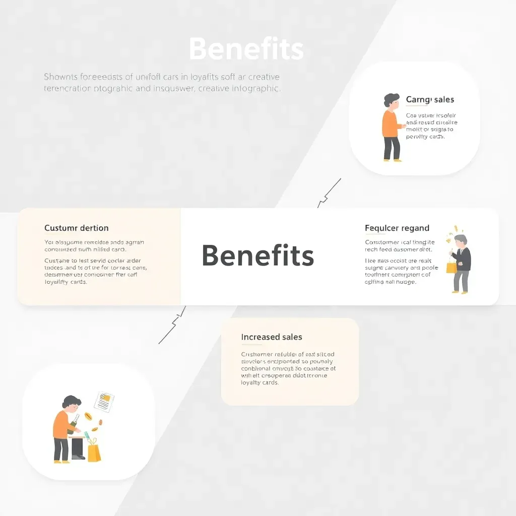 Infographic showing benefits of creative loyalty cards including customer retention and sales boost.