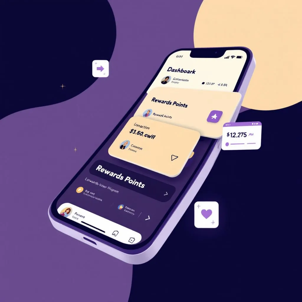 Digital wallet interface showing loyalty rewards and transaction history