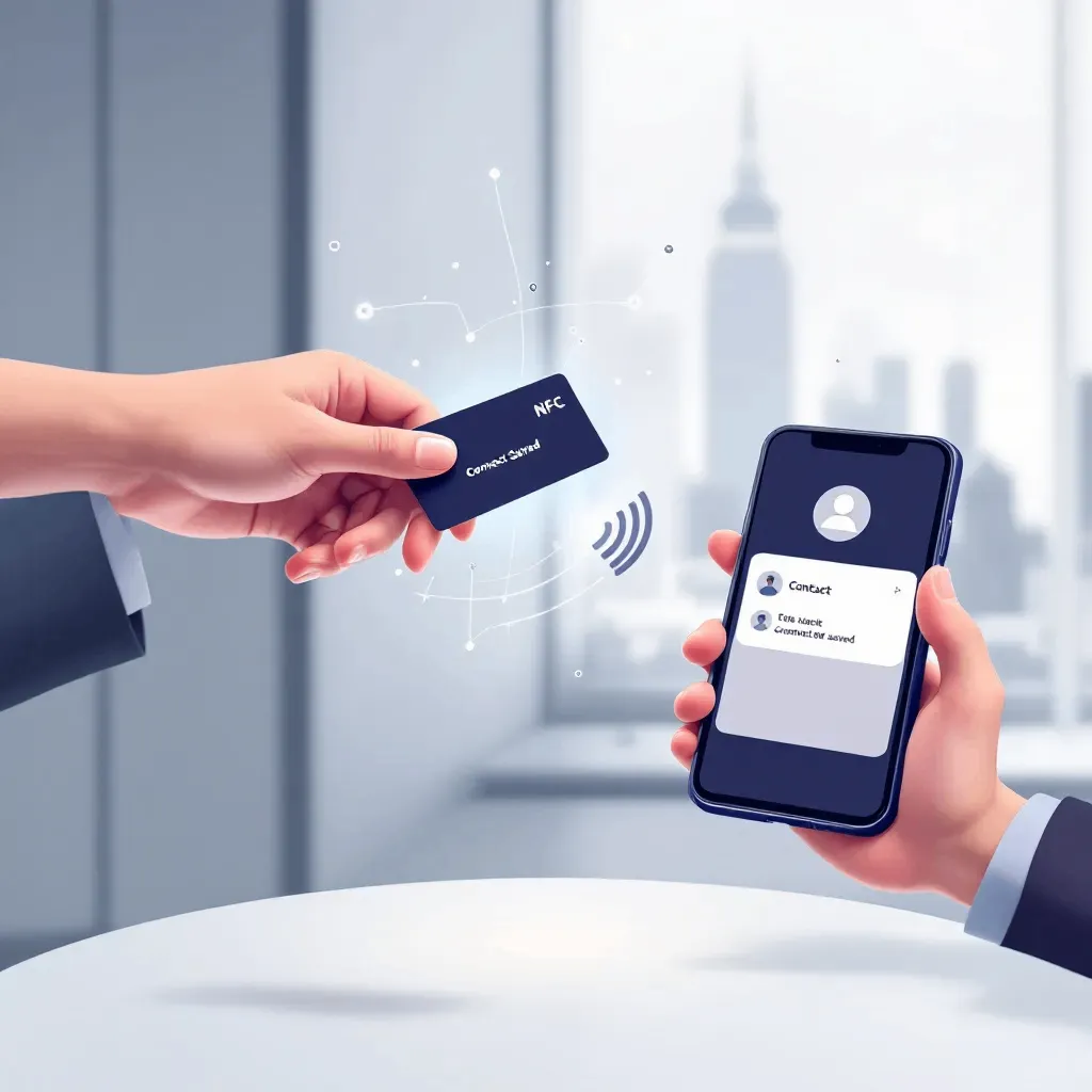 NFC-embedded business card exchanging contact details