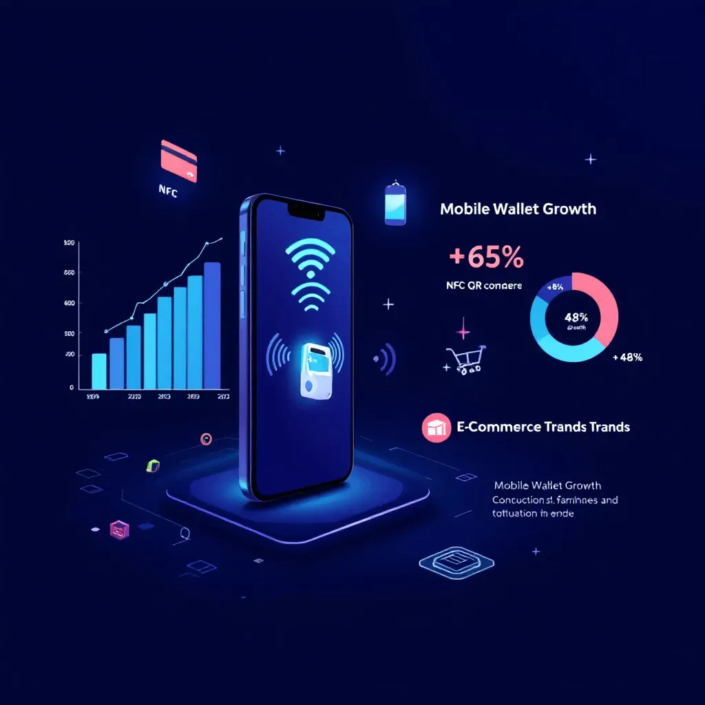 Infographic showing the growth of mobile payments and e-commerce trends.