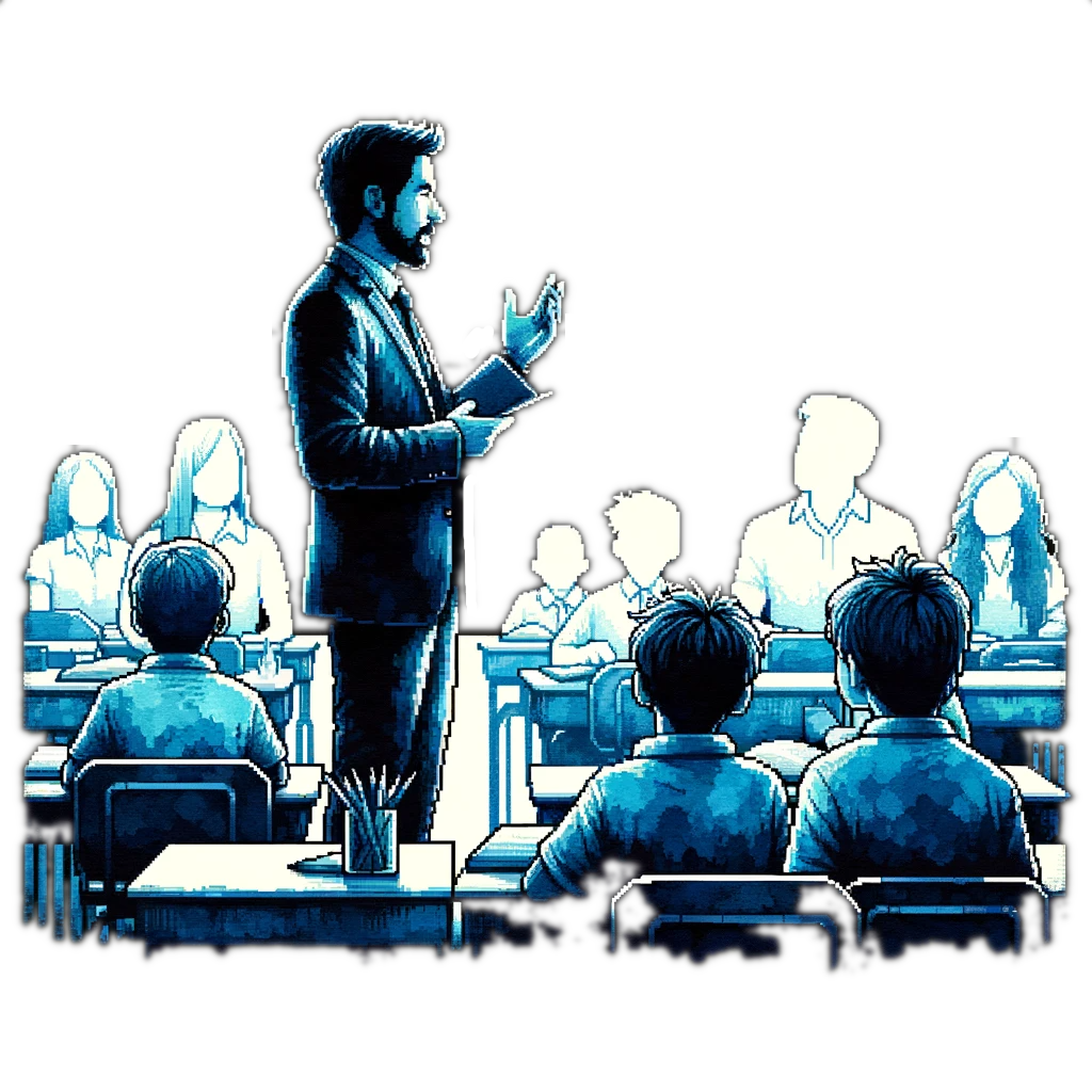 A watercolour illustration of a teacher.