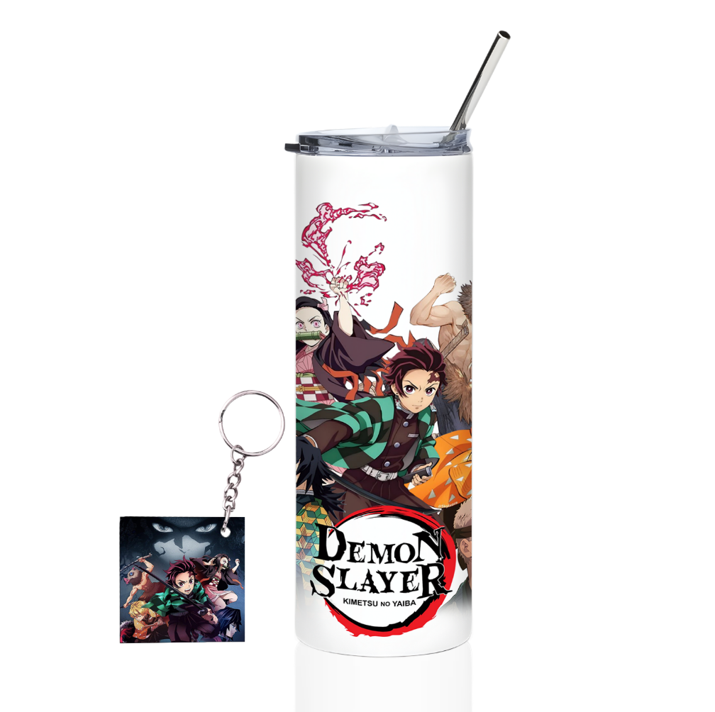 Demon Slayer Anime Steel Tumbler with Straw & Free Keychain