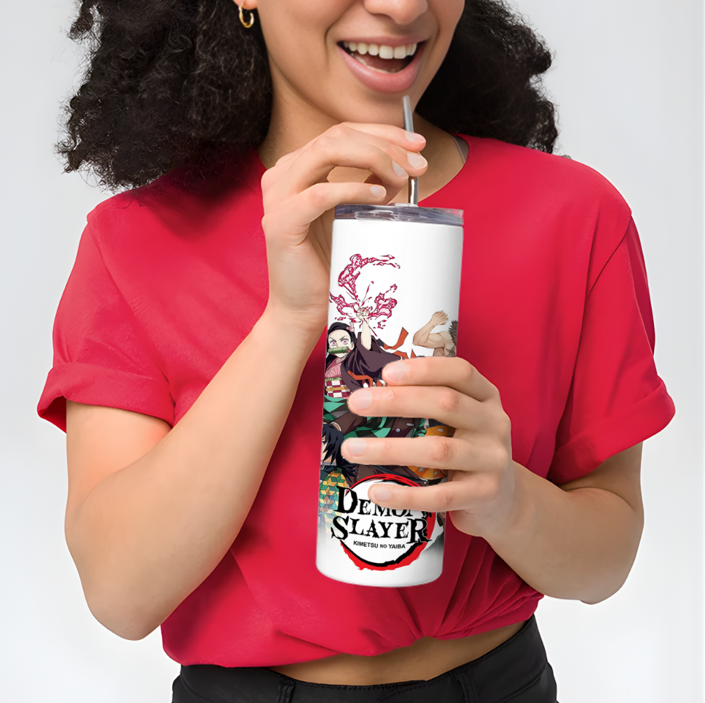 Demon Slayer Anime Steel Tumbler with Straw & Free Keychain