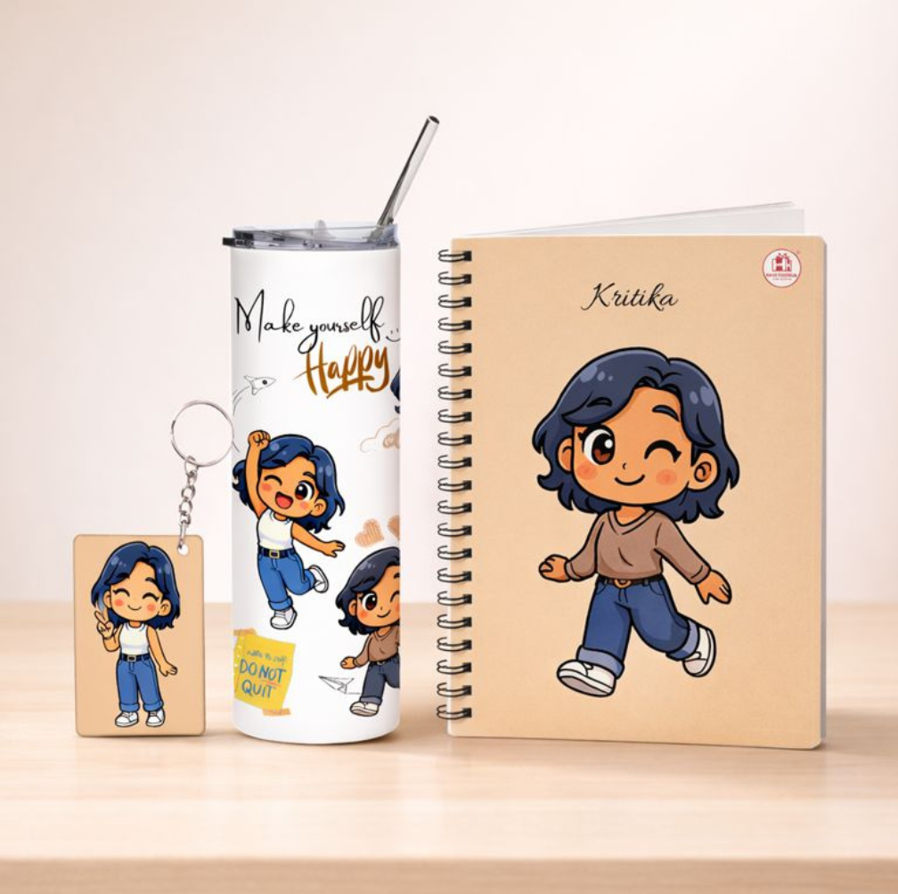 Personalized Motivational Tumbler & Diary Hamper with Matching Keychain