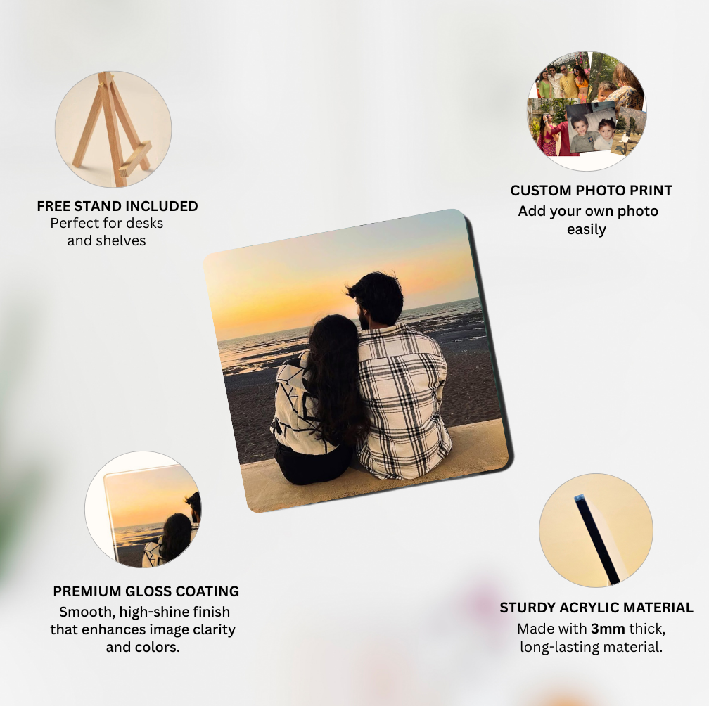 customize acrylic photo with stand