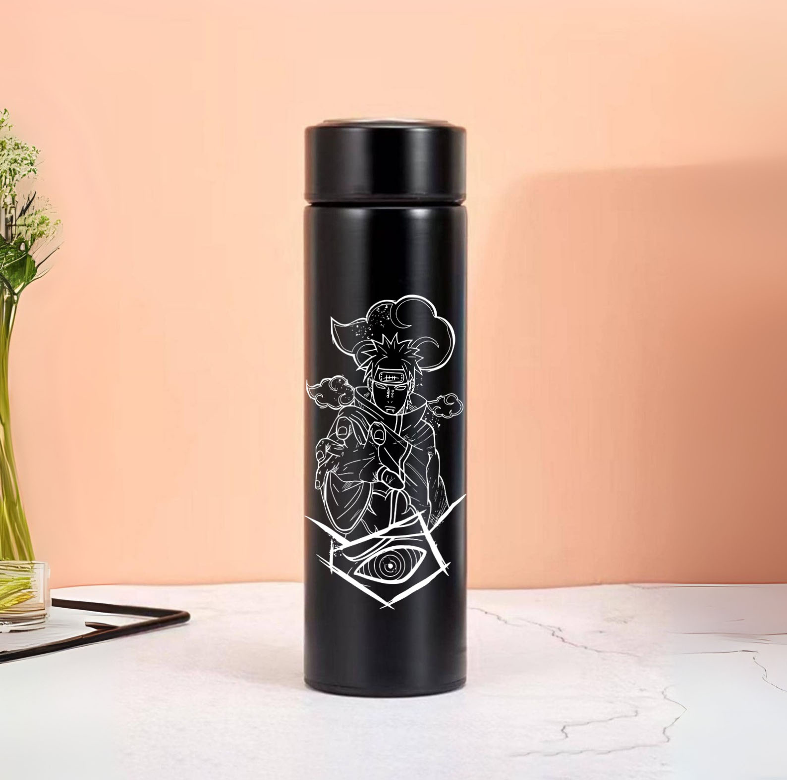 Naruto Pain Design Black Stainless Steel Bottle