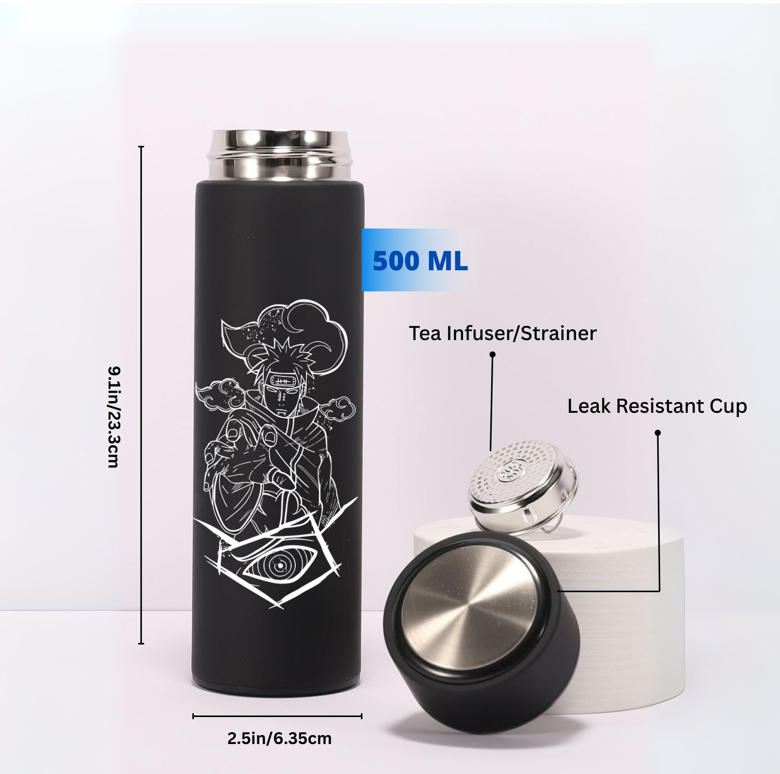 Naruto Pain Design Black Stainless Steel Bottle
