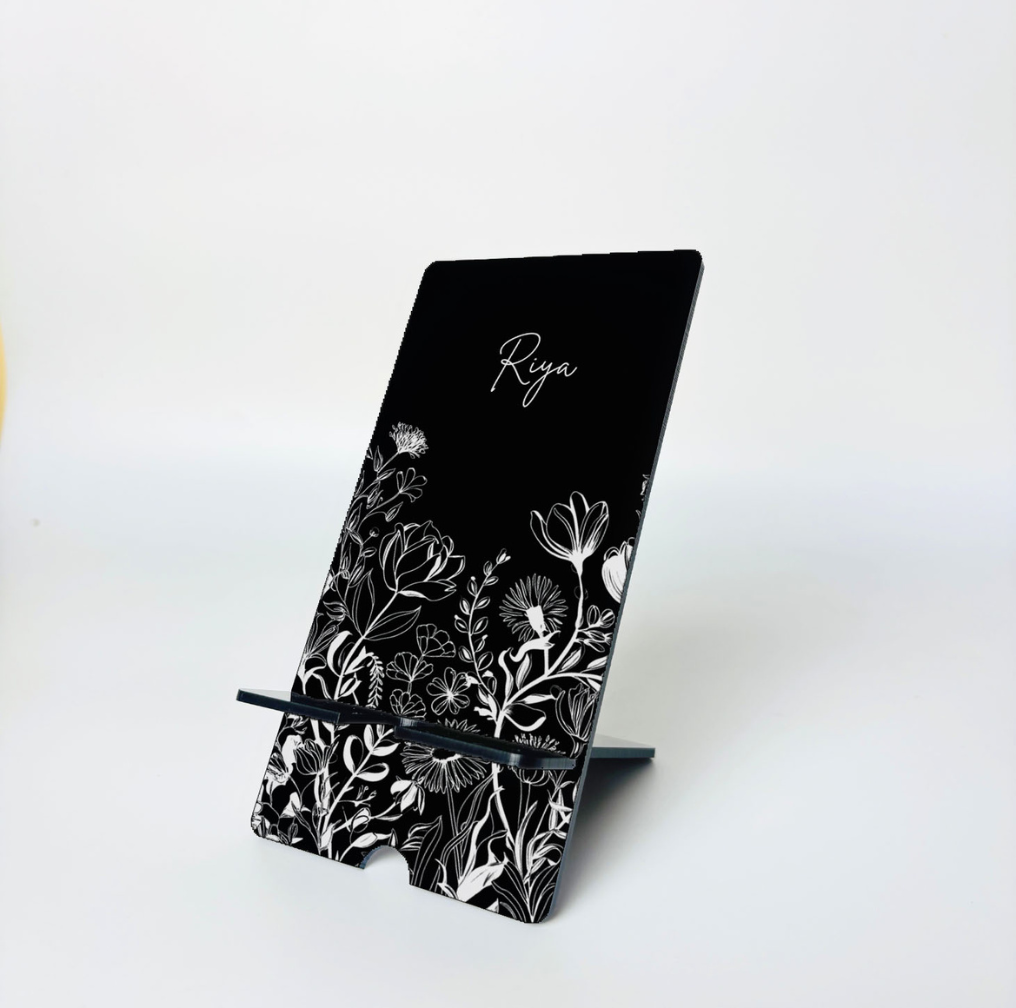 Personalized Acrylic Phone Stand Floral Design