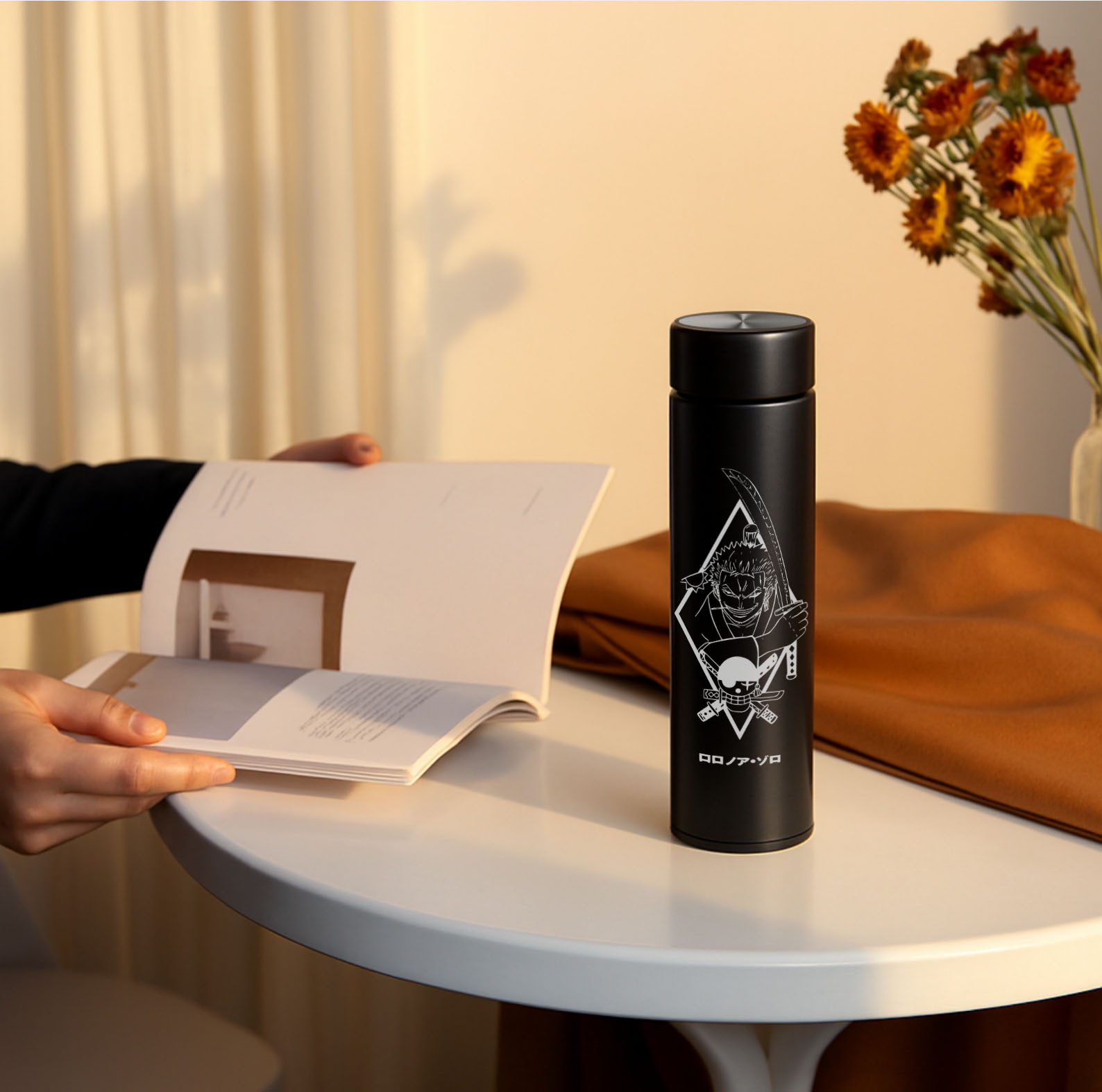 Zoro Anime Black Stainless Steel Bottle