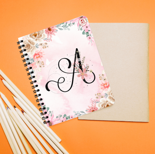 Floral Initial A Spiral Diary