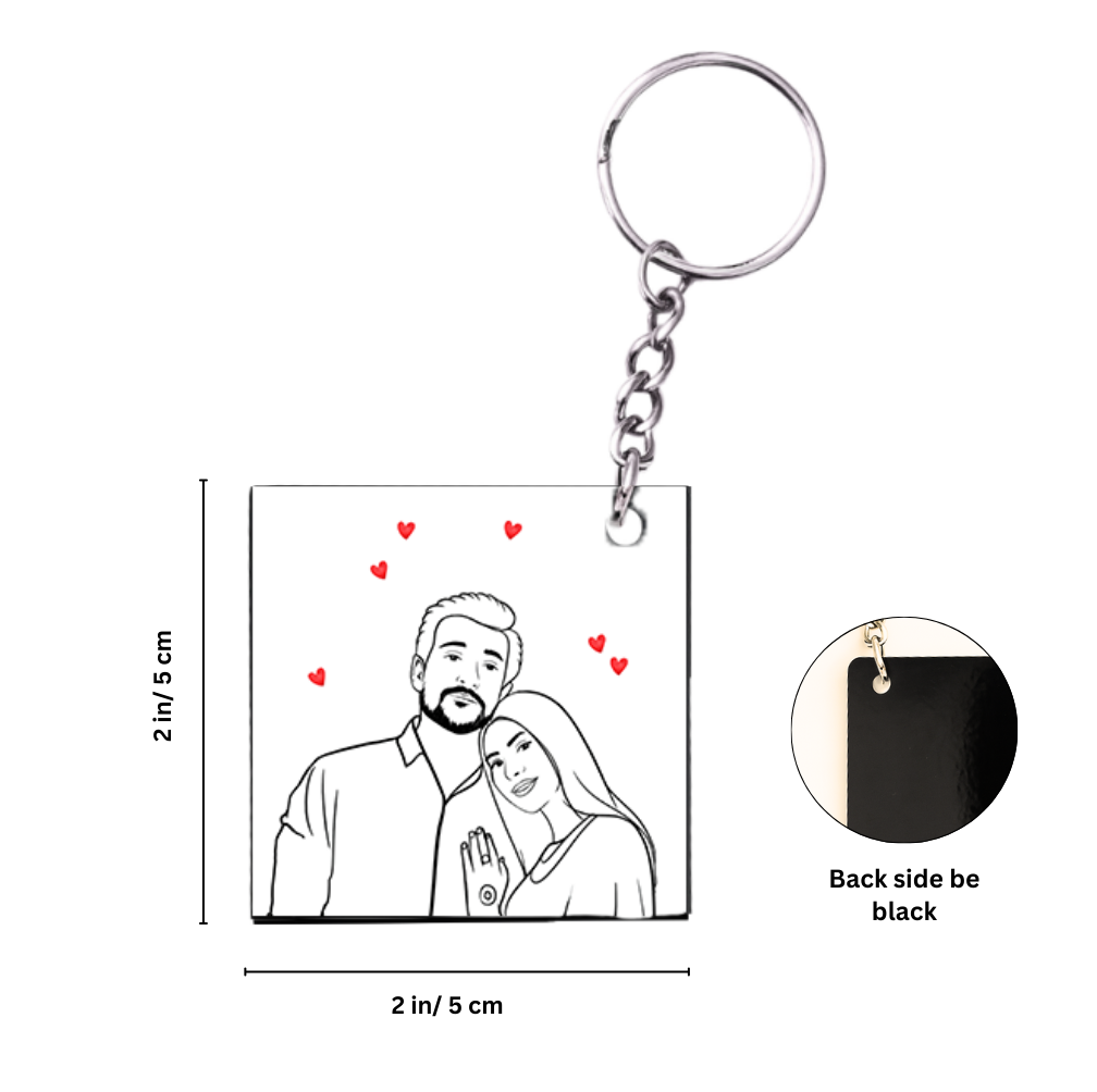 Personalized Couple Line Art Tumbler with Matching Keychain