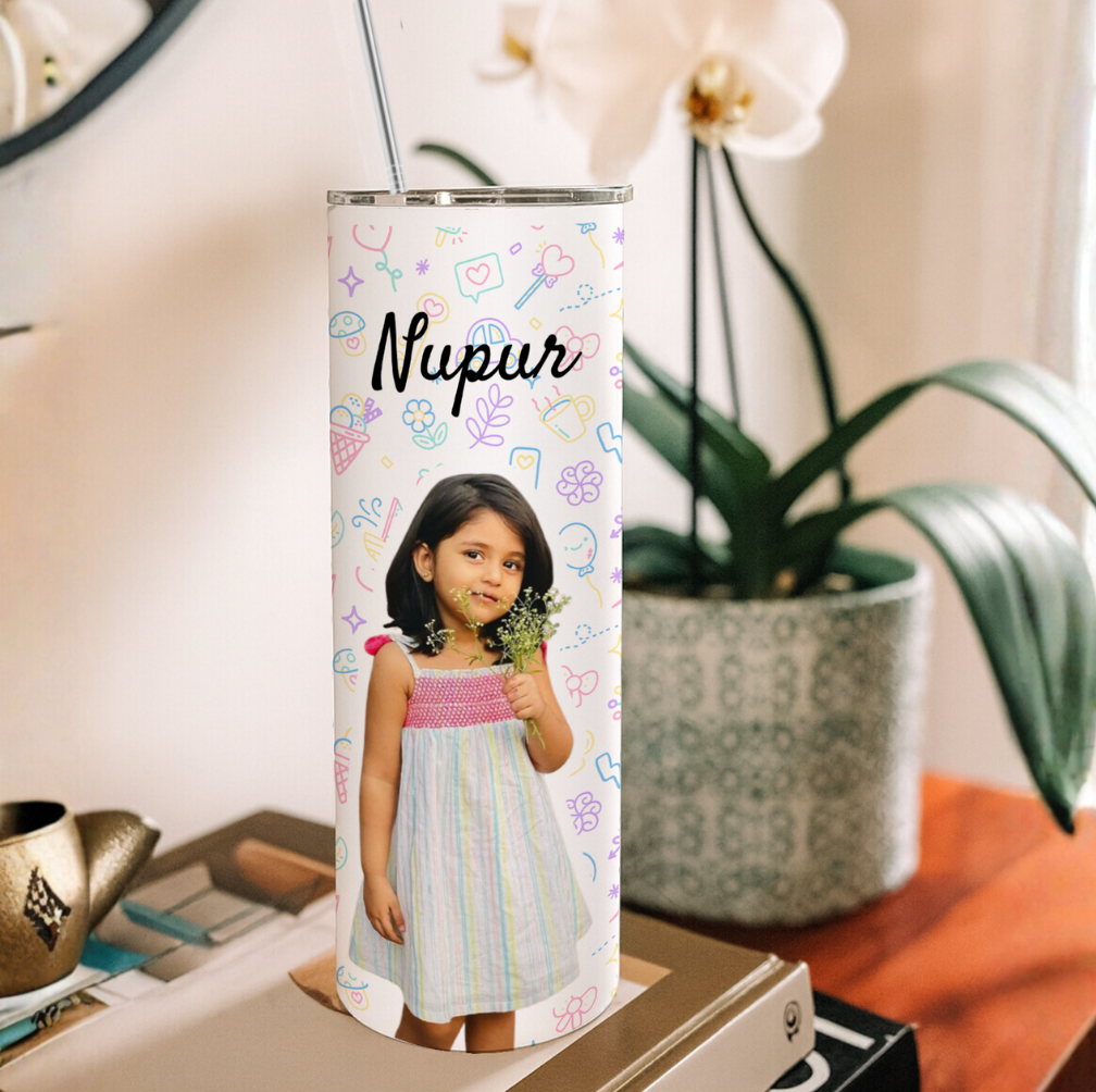 Personalized Photo Tumbler with Name and Free Matching Keychain