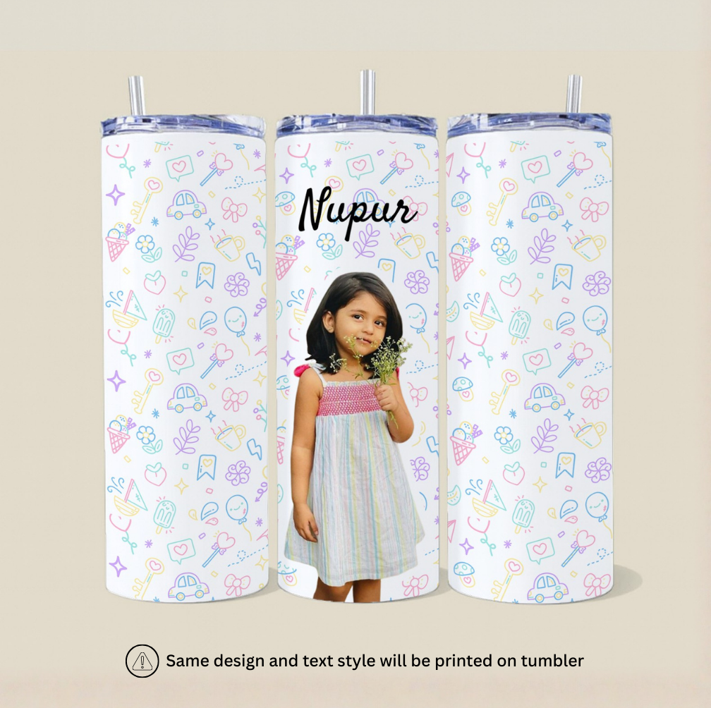 Personalized Photo Tumbler with Name and Free Matching Keychain