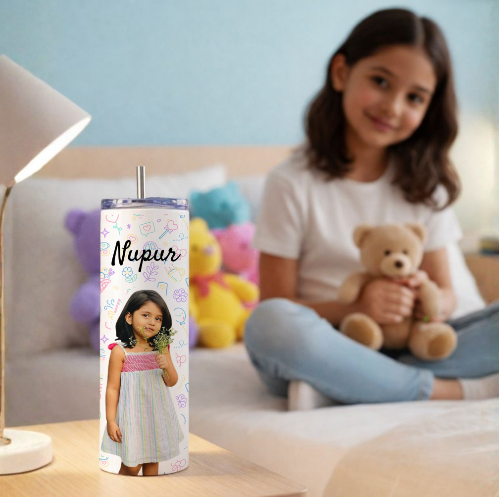 Personalized Photo Tumbler with Name and Free Matching Keychain