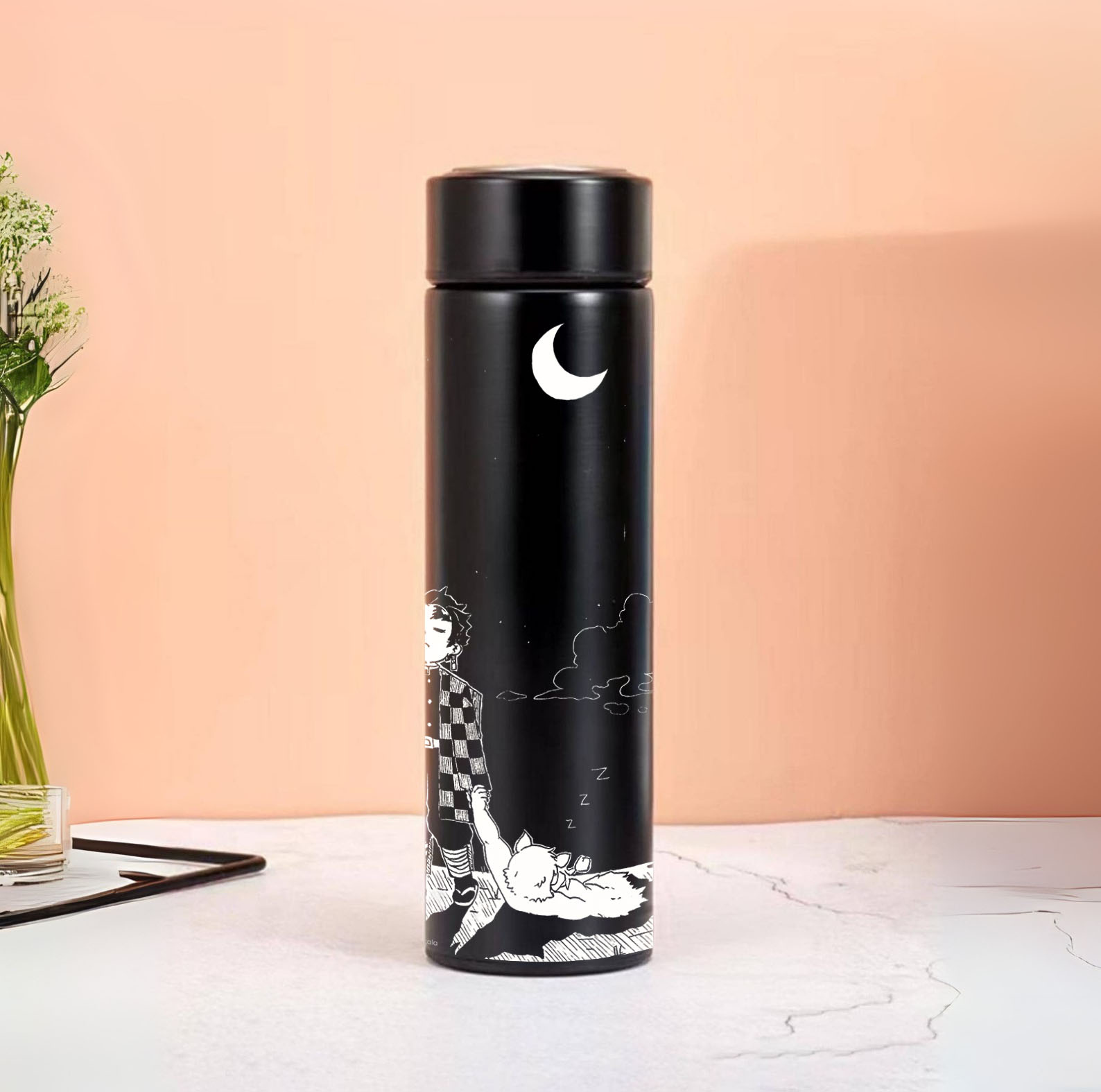 Demon Slayer Black Insulated Water Bottle