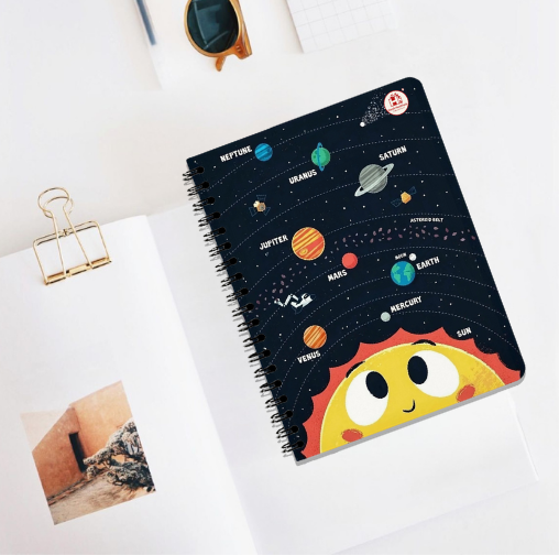 Cute Solar System Spiral Diary