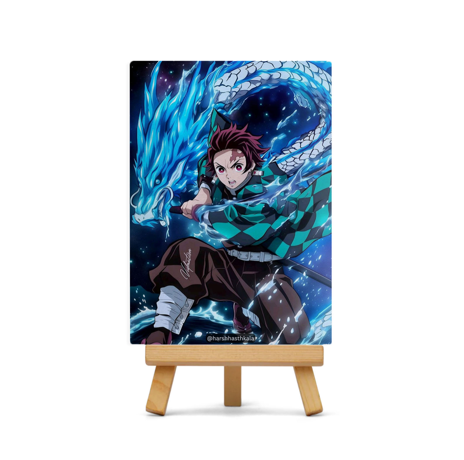 Tanjiro Water Dragon Anime Canvas