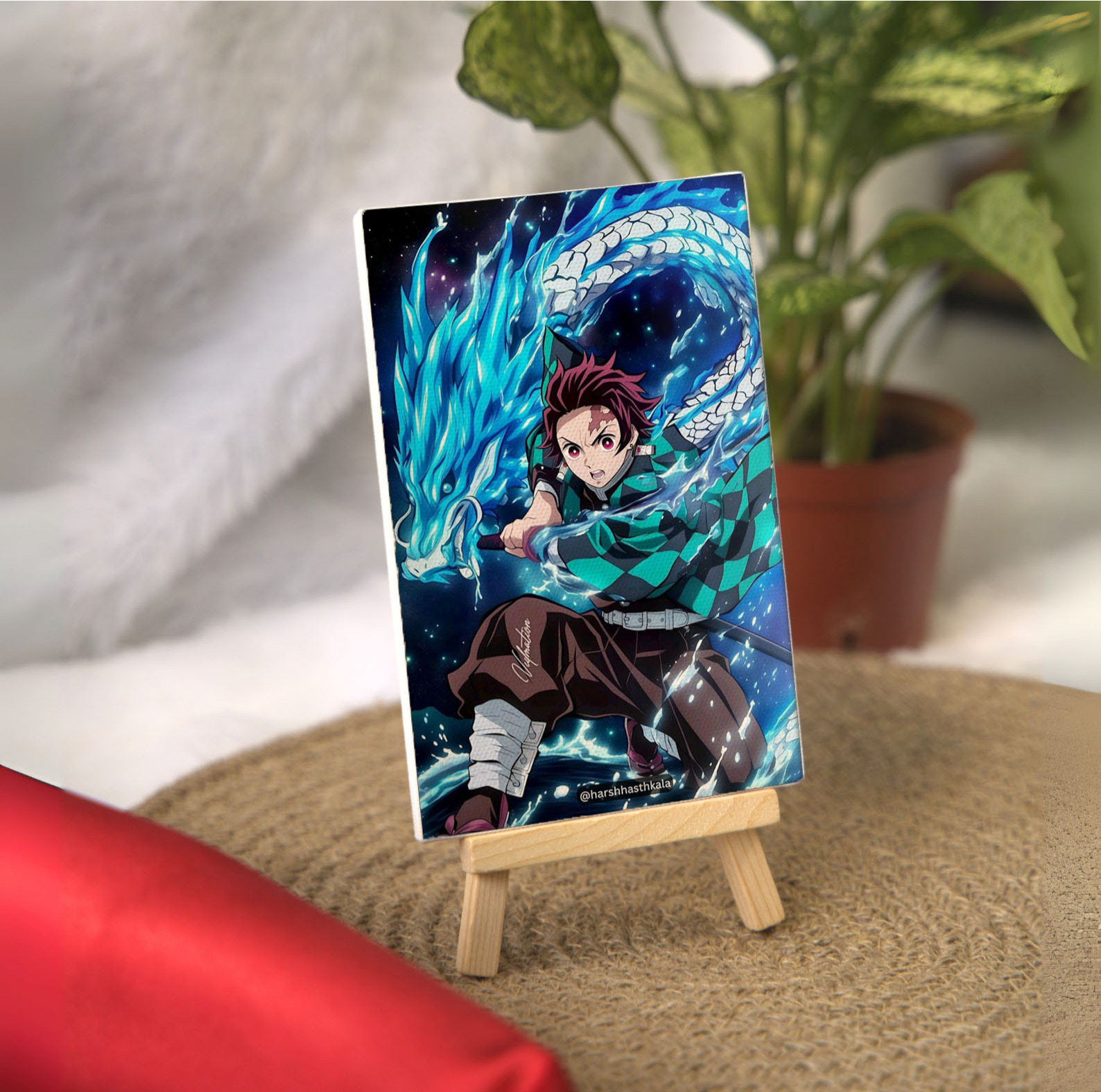 Tanjiro Water Dragon Anime Canvas