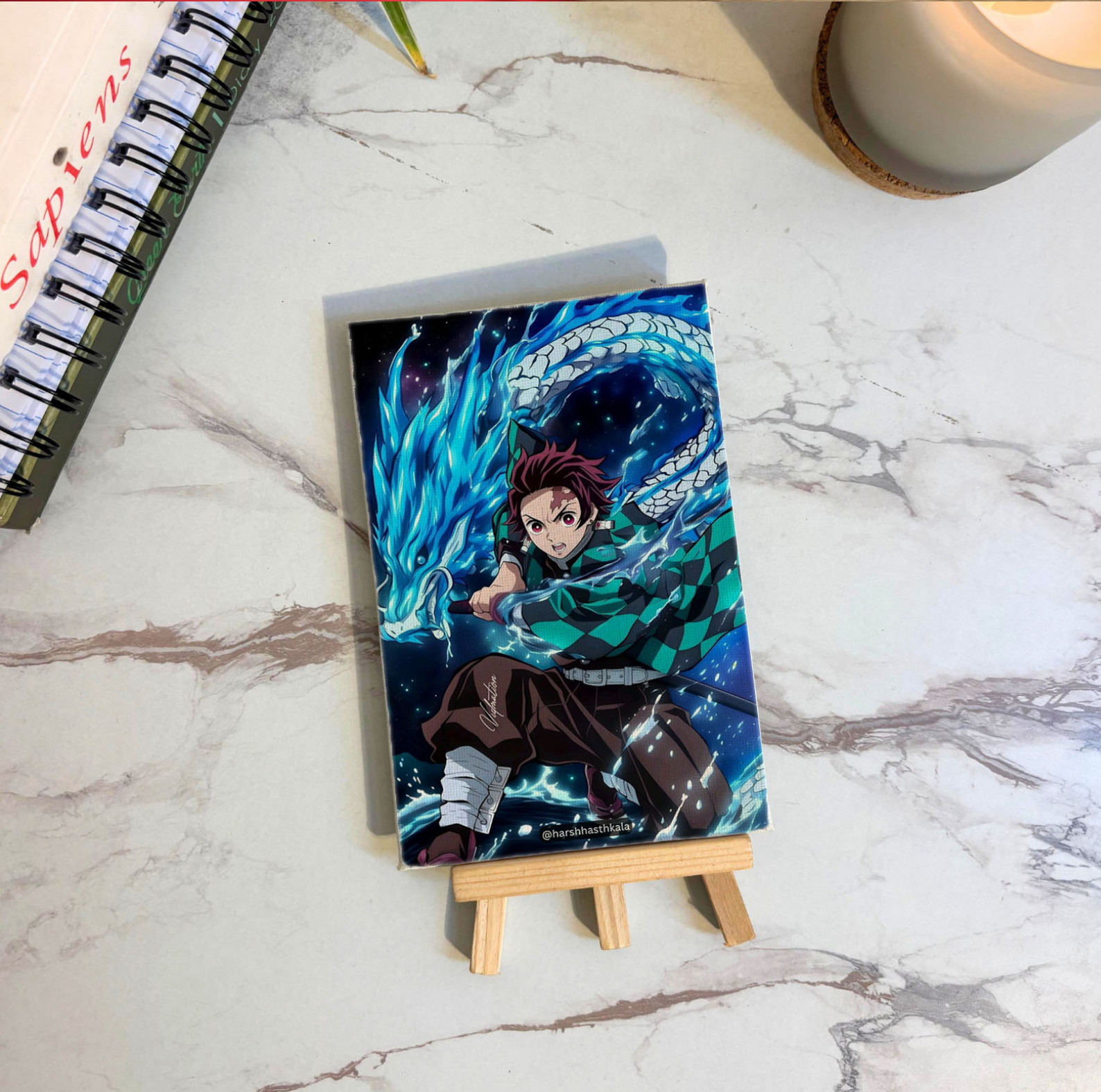 Tanjiro Water Dragon Anime Canvas