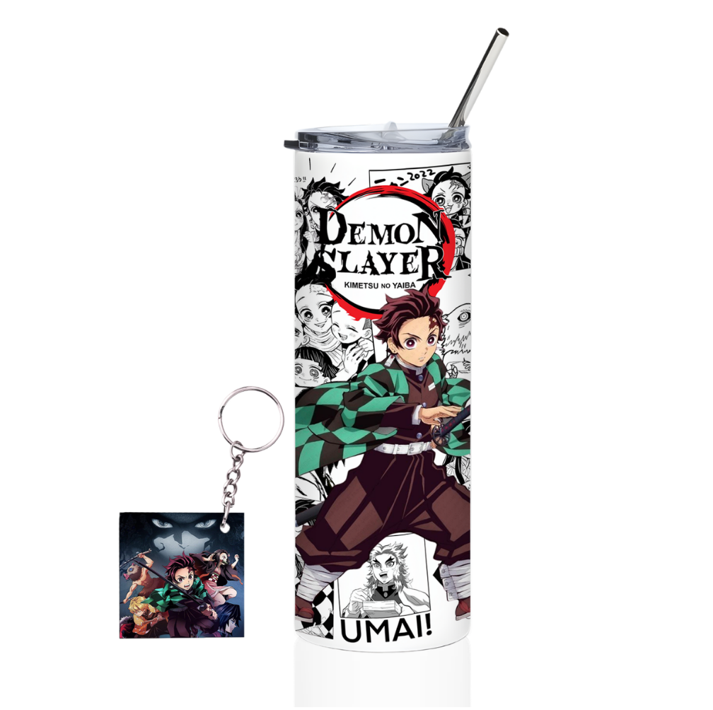 Demon Slayer Tanjiro Manga Style Steel Tumbler