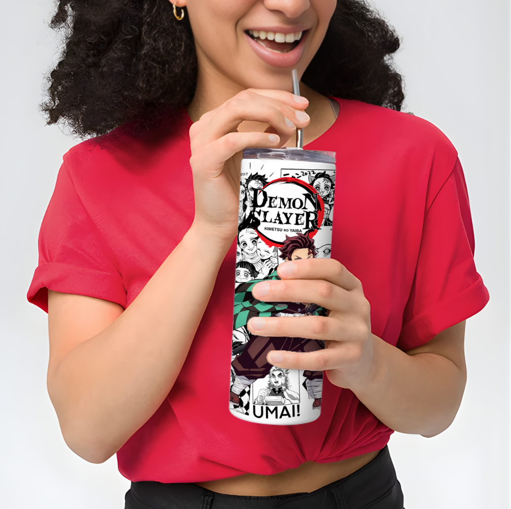 Demon Slayer Tanjiro Manga Style Steel Tumbler