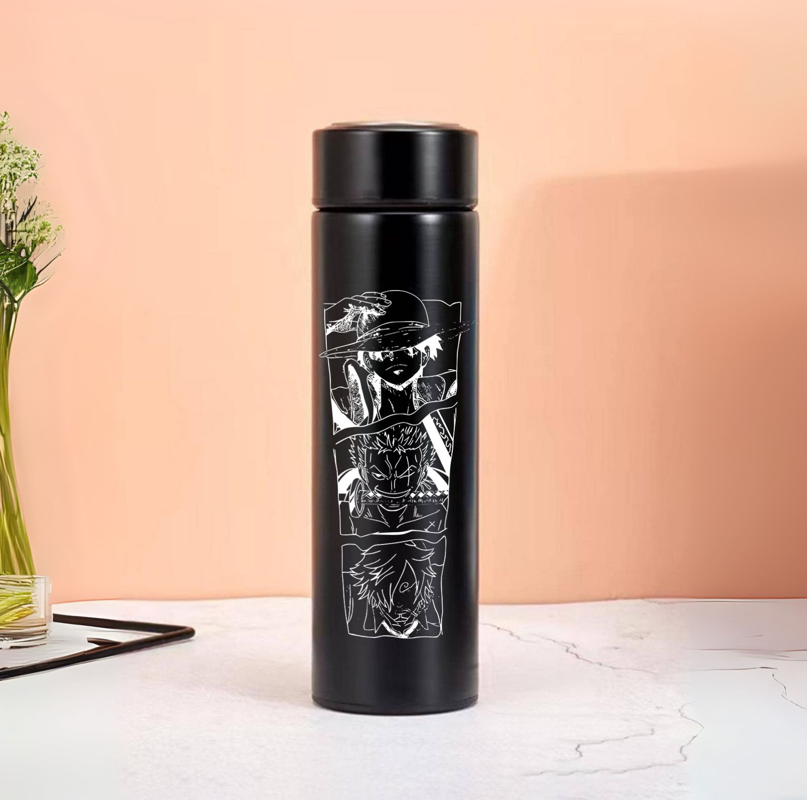 One Piece Trio Black Stainless Steel Anime Bottle