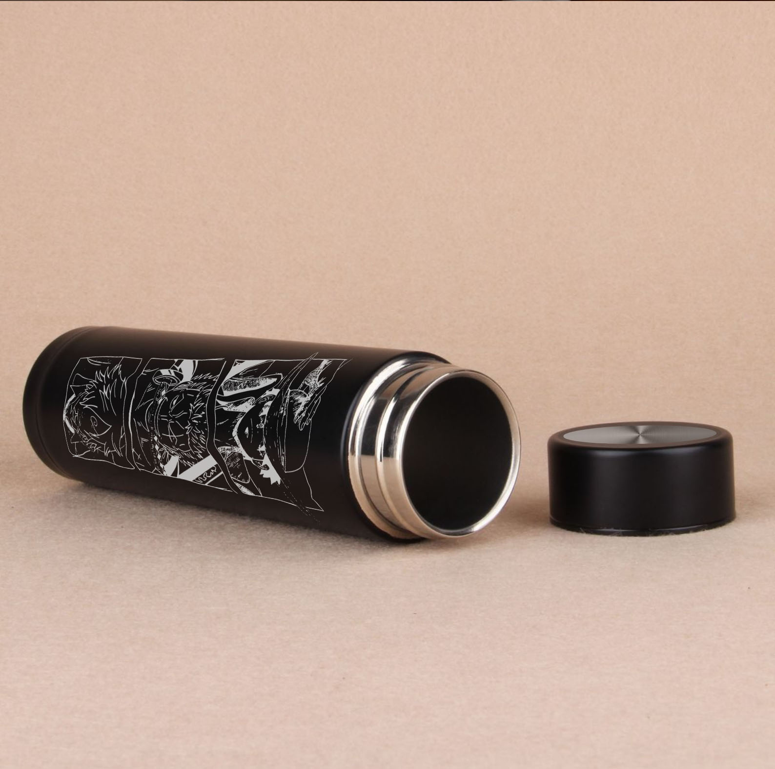 One Piece Trio Black Stainless Steel Anime Bottle