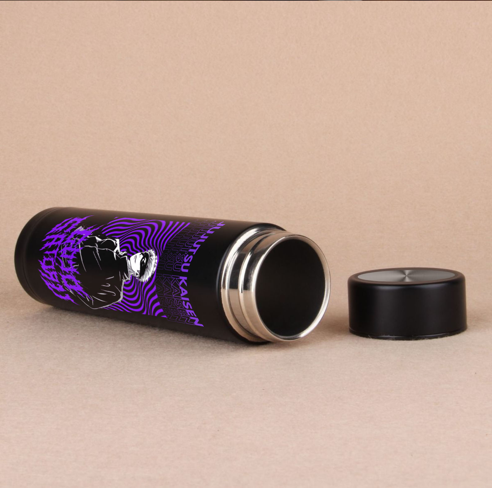 Gojo Satoru Purple Wave Black Stainless Steel Bott