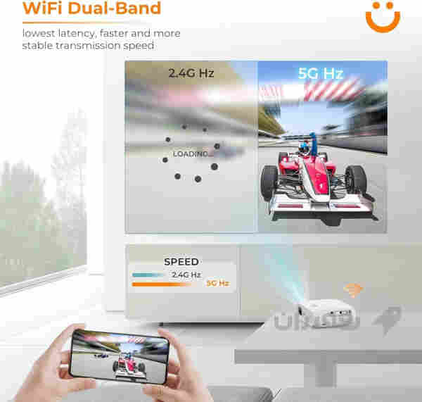 داتاشوو پرۆژێکتۆری بلوتوز YABER Pro V7 5G وایفای، ڕاستکردنەوەی کیستۆن 6D ئۆتۆماتیکی ……. - 5