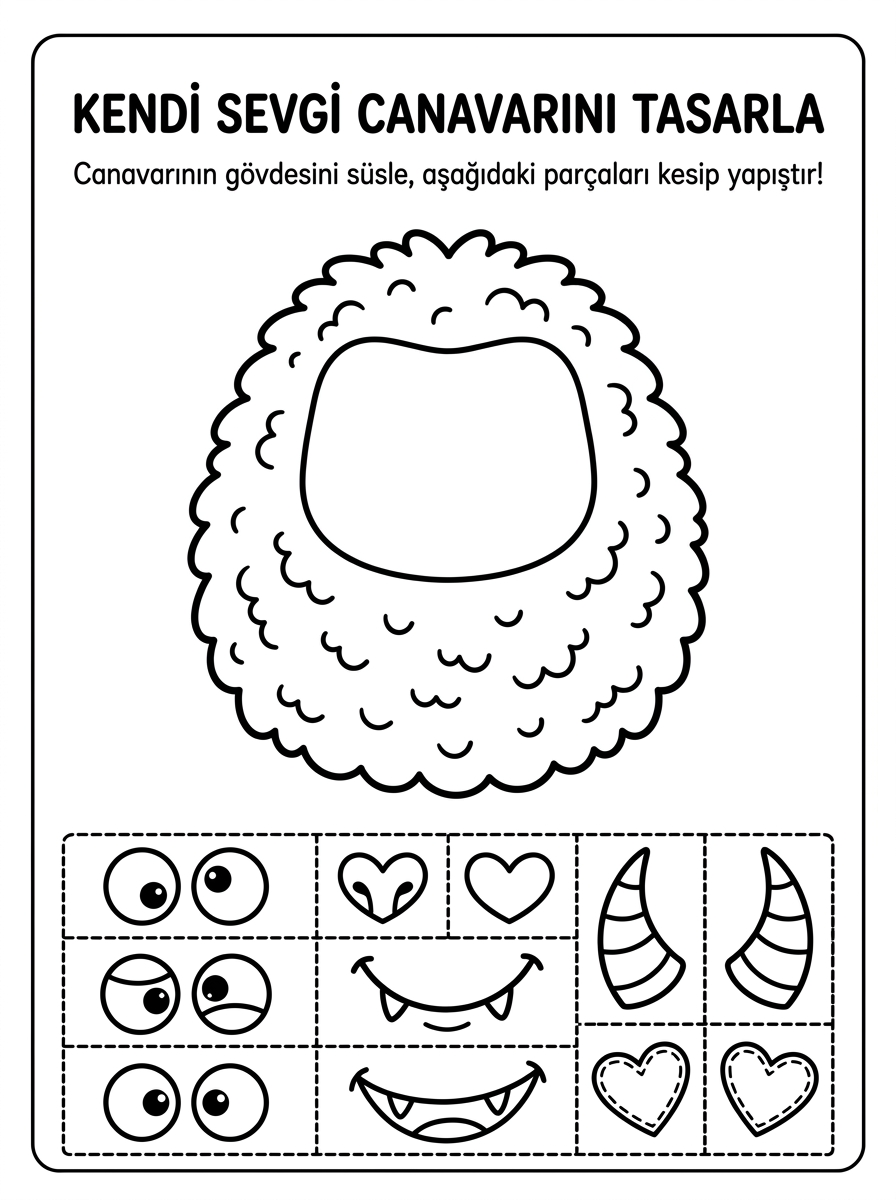 Kendi Sevgi Canavarını Tasarla (A4 Kes-Yapıştır Sanatı)