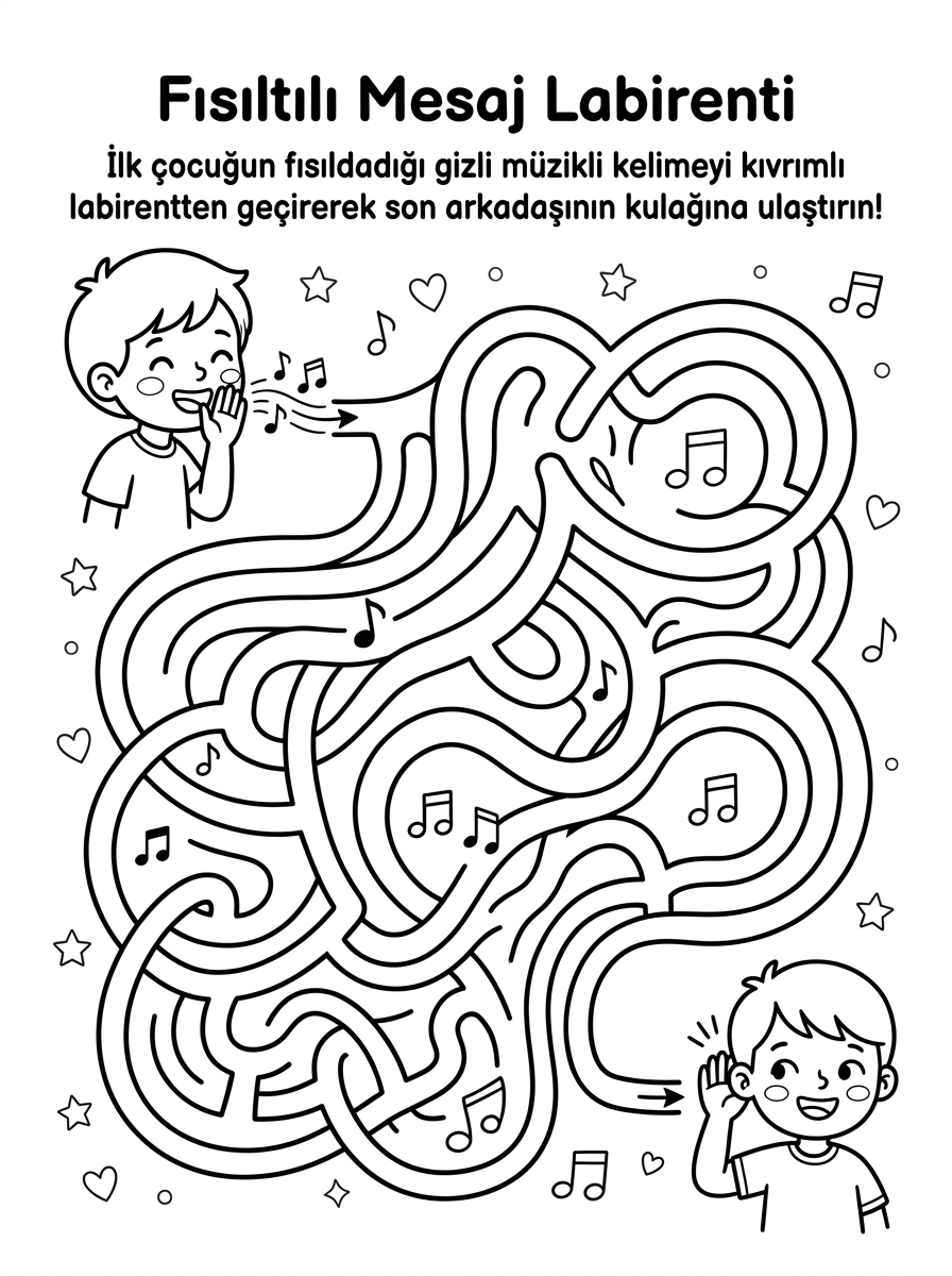 Fısıltılı Mesaj Labirenti (A4 Labirent Sayfası)