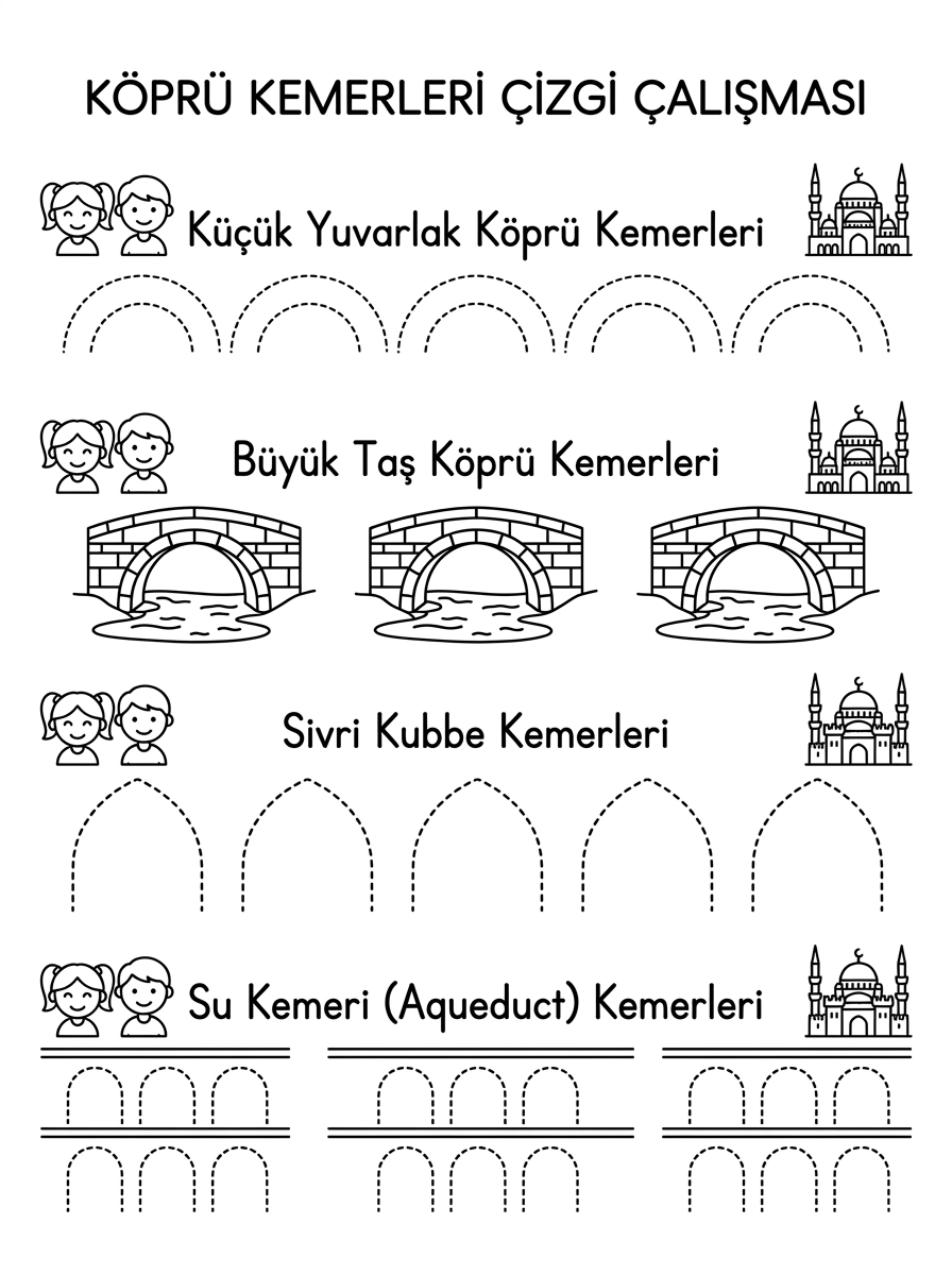 Köprü Kemerleri Çizgi Çalışması (A4 Çizgi Takibi)