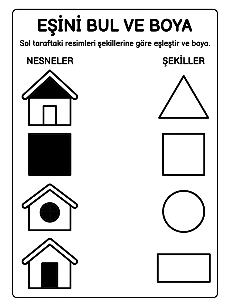 Kedileri Tanıyorum ve Hayvanları Koruyorum [Guzel Evim] – 4 Calisma Eslestirme (36-48 Ay)