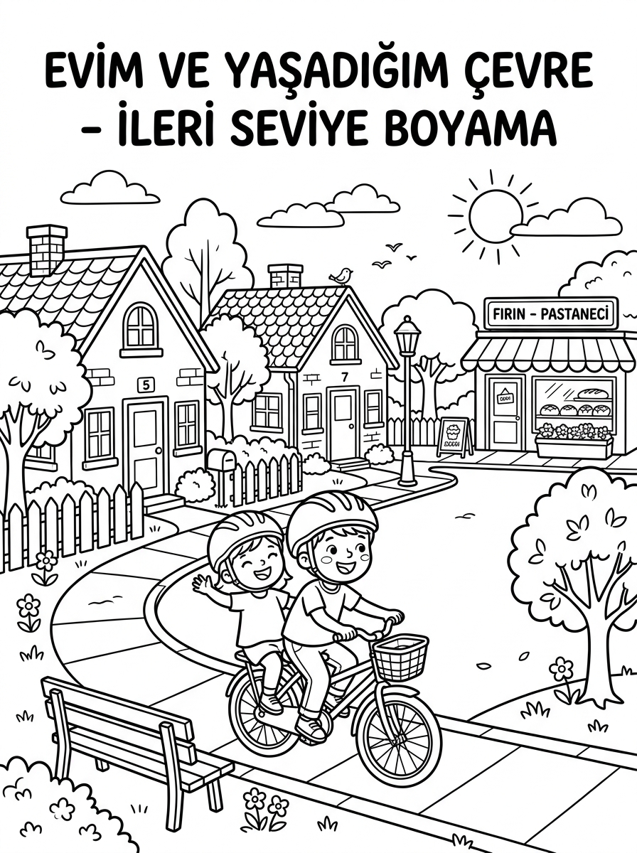 Evim ve Yaşadığım Çevre - 3 Boyama Zor (36-48 Ay)