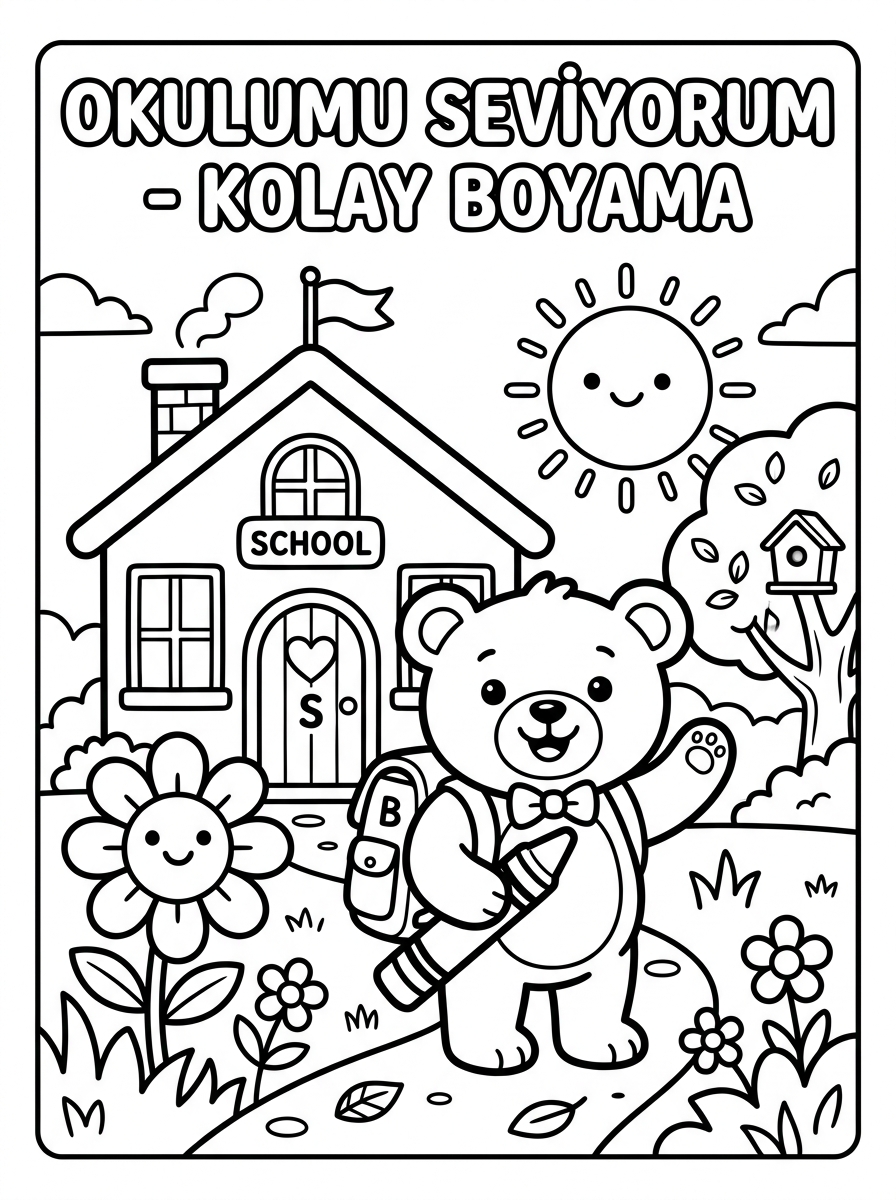 Okulumu sınıfımı seviyorum - 1 Boyama Kolay (36-48 Ay)