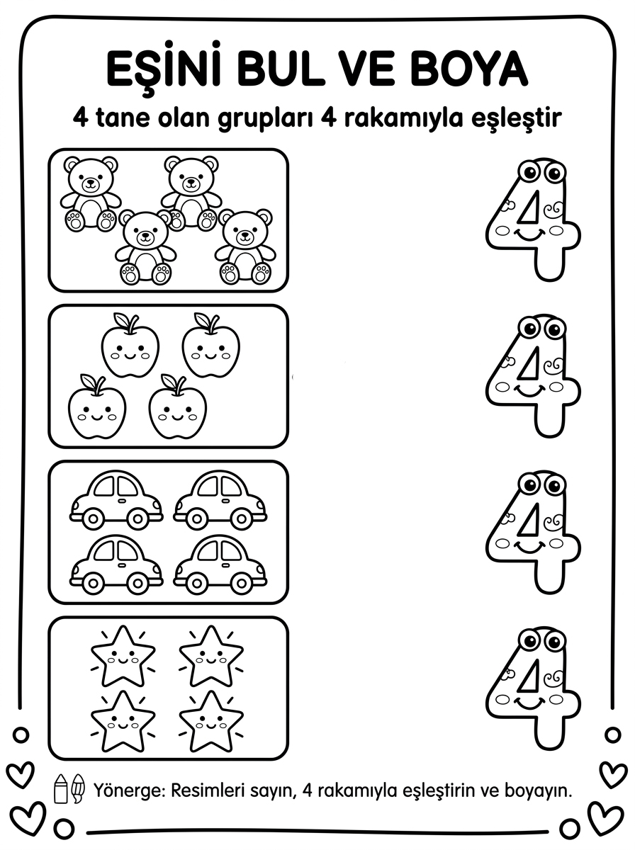 Düzenli olmayı seviyorum - 4 Calisma Eslestirme (36-48 Ay)