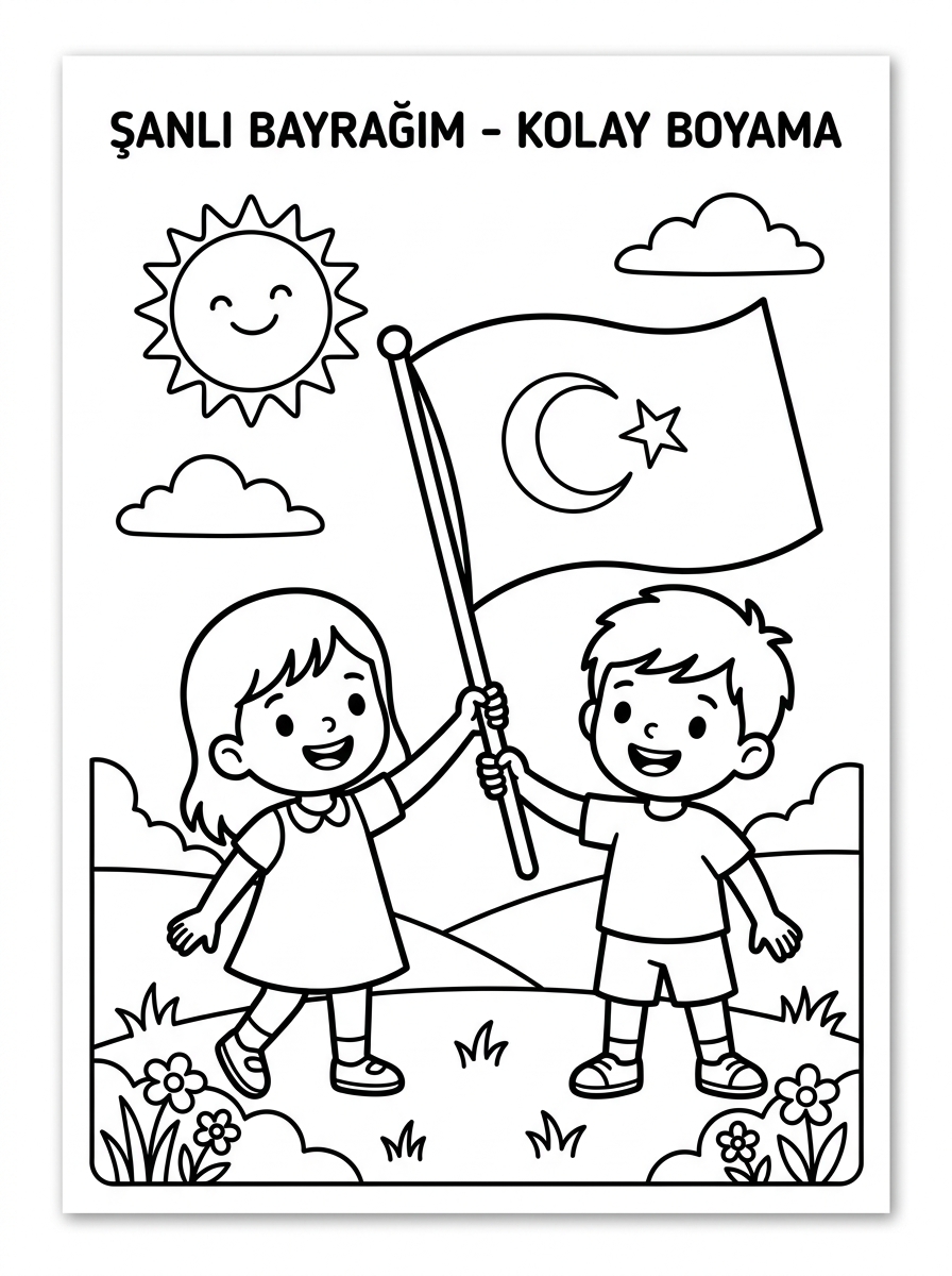 Vatanım ve bayrağım - 1 Boyama Kolay (36-48 Ay)