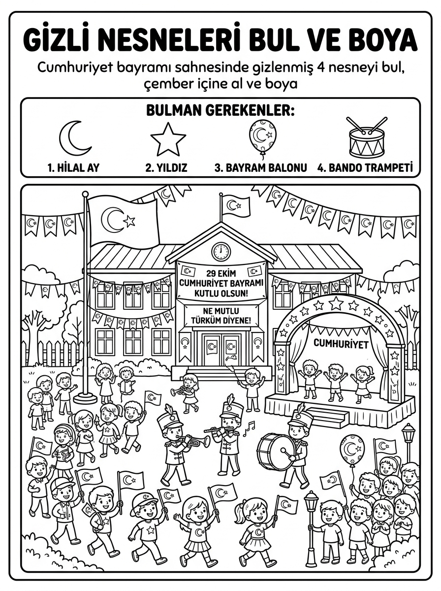 Vatanım ve bayrağım - 5 Calisma Gizli Nesneler (36-48 Ay)