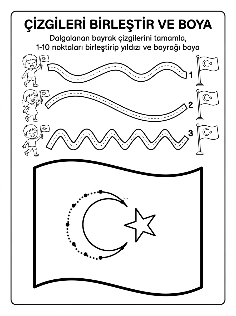 Vatanım ve bayrağım - 7 Calisma Cizgi Takip (36-48 Ay)