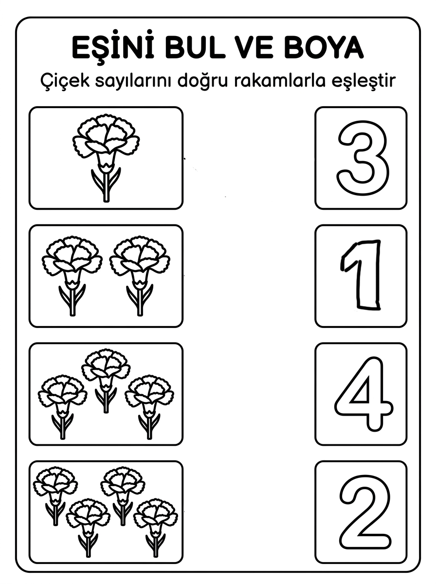 Kedileri Tanıyorum ve Hayvanları Koruyorum [Komsu Komsu Tekerlemesi Ve Cic] – 4 Calisma Eslestirme (36-48 Ay)
