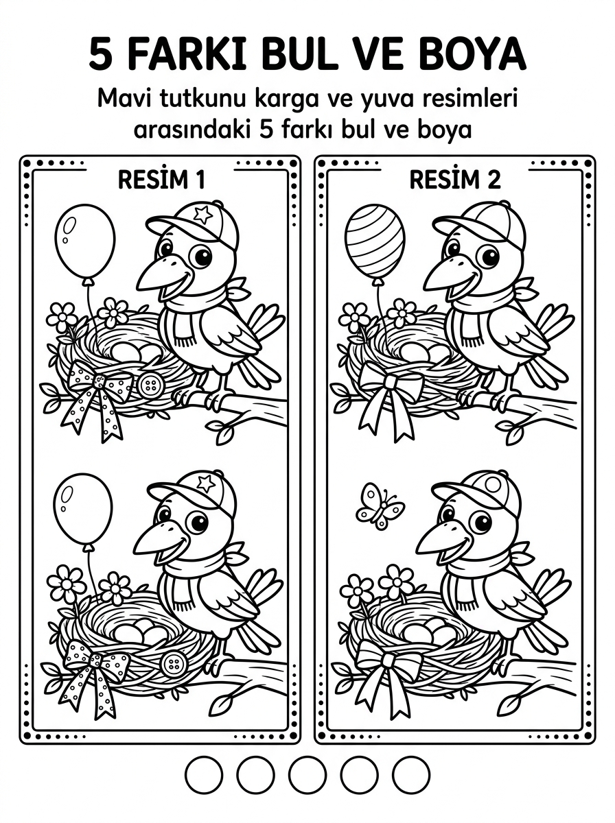 Mavi tutkunu karga - 4 Calisma Farki Bul (36-48 Ay)