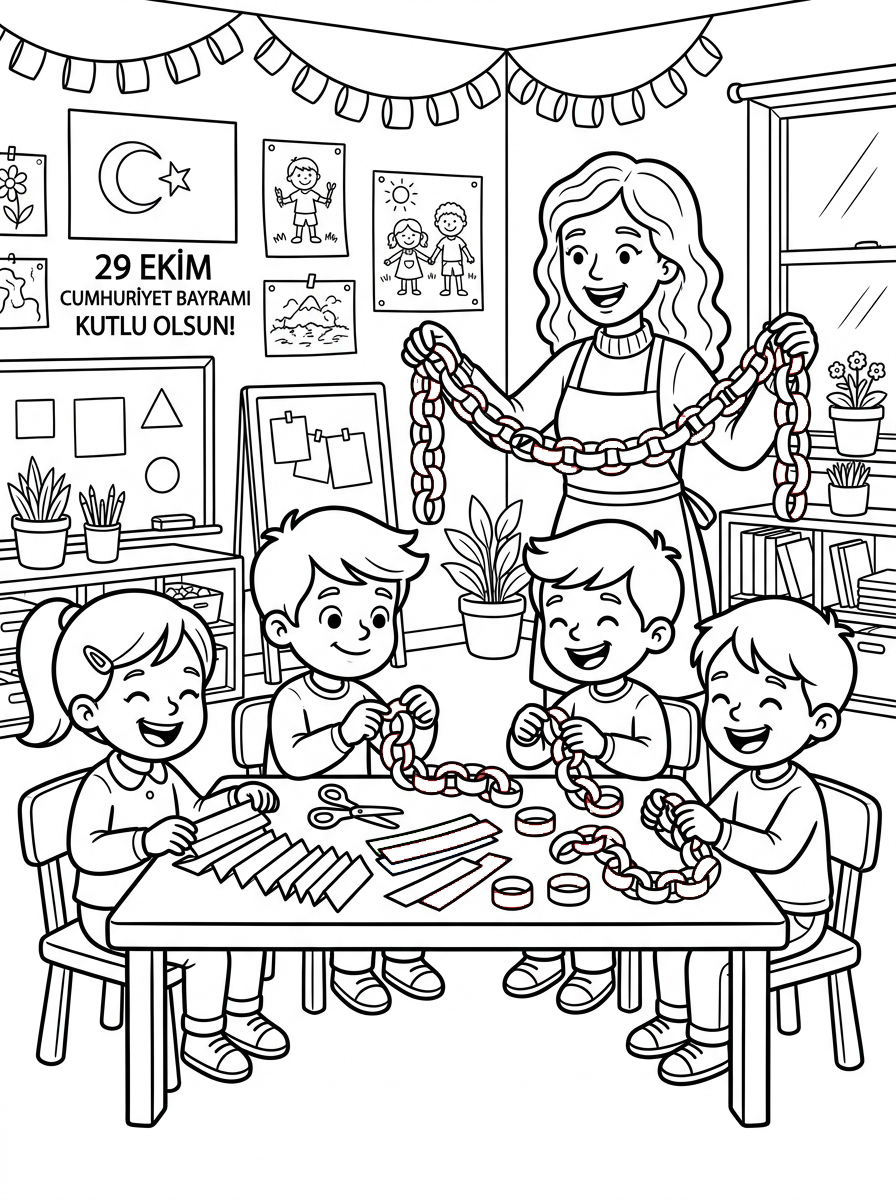 Eğri / Düz Kavramı - 3 Boyama Cevre Sinif (36-48 Ay)