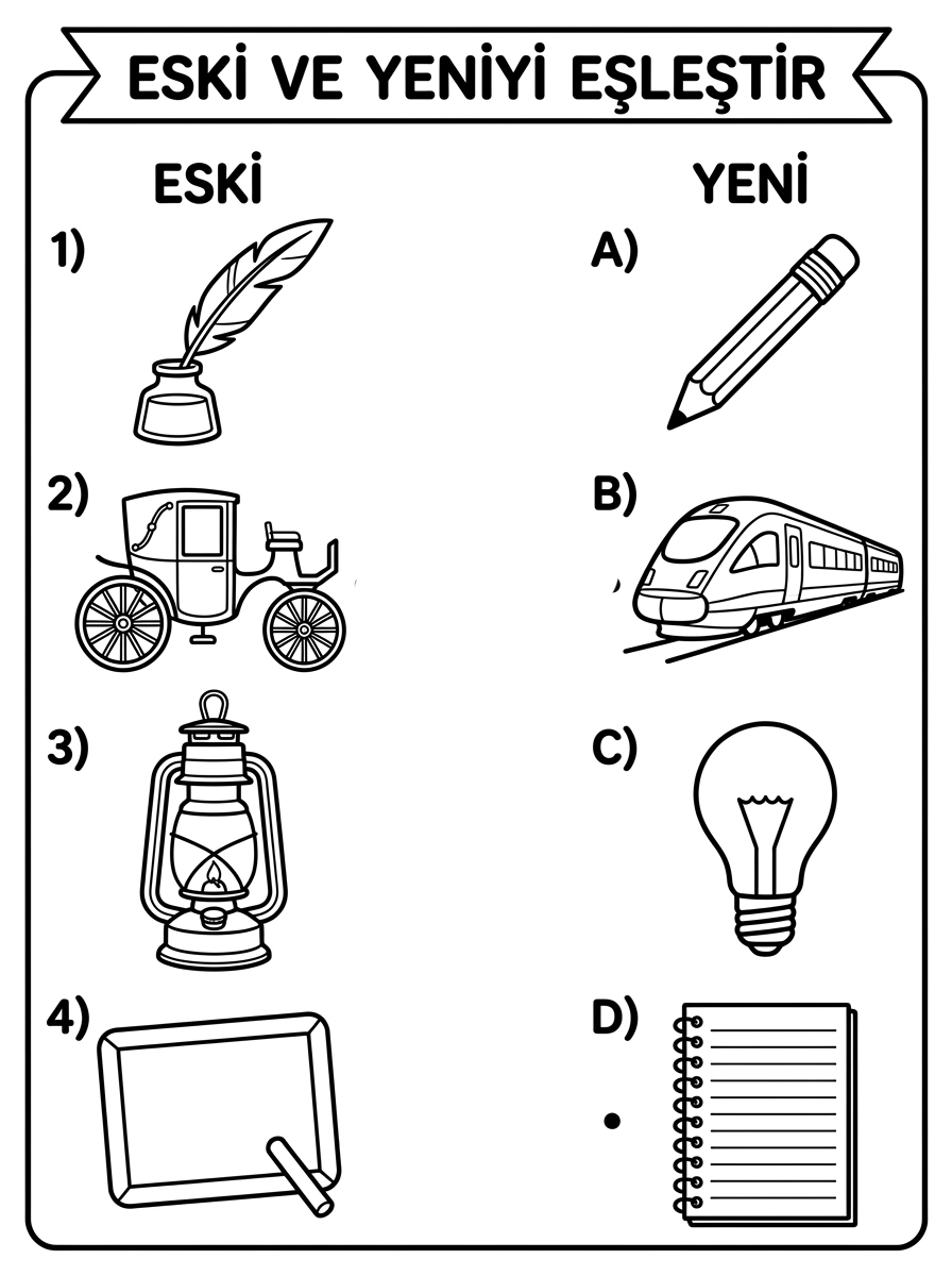 Eğri / Düz Kavramı - 4 Calisma Eski Ve Yeni Eslestirme (36-48 Ay)