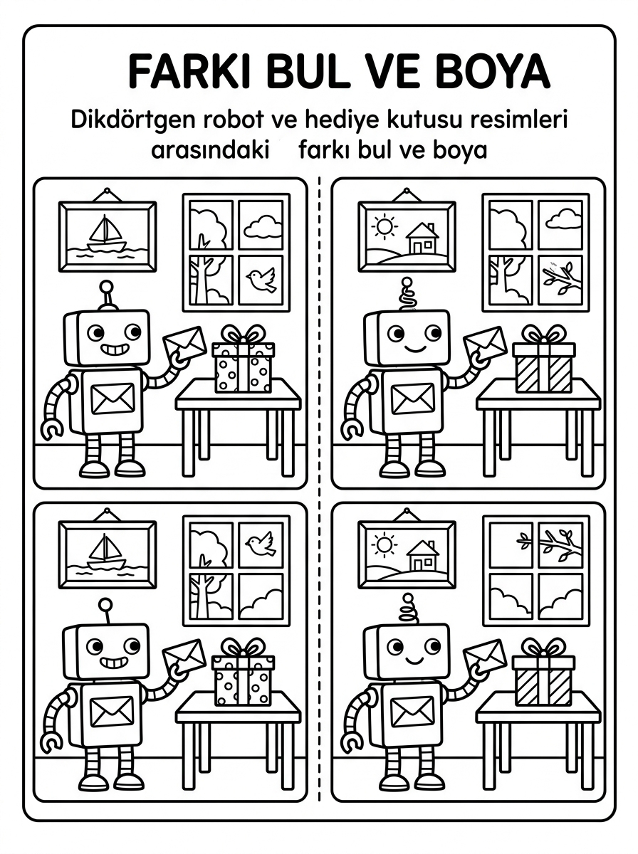 Dikdörtgen ve Dörtgenler - 4 Calisma Farki Bul (36-48 Ay)