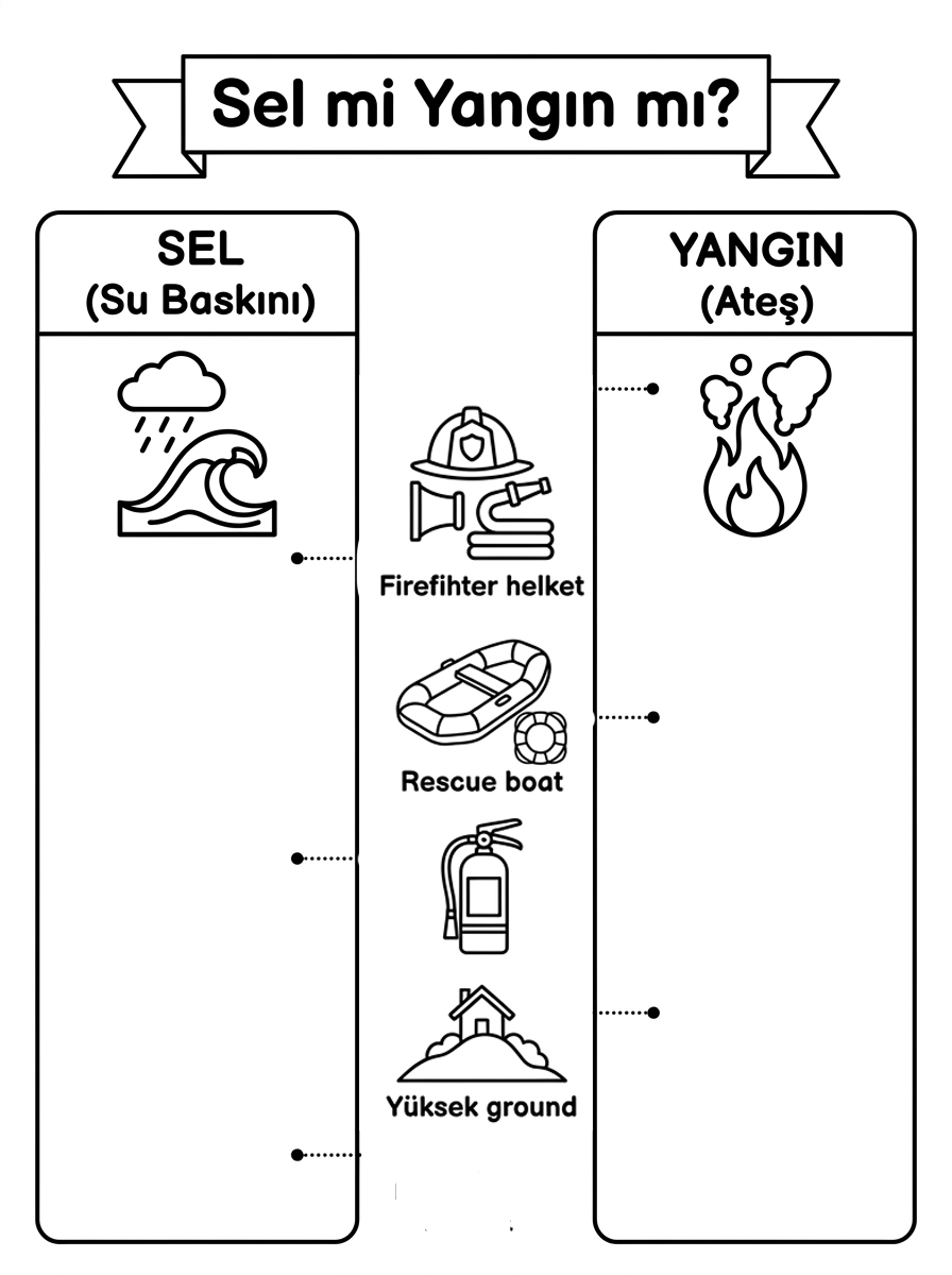Doğal Afetler ve Deprem [Dogal Afetler Sel Yangin Guven] - 5 Calisma Sel Mi Yangin Mi (48-60 Ay)