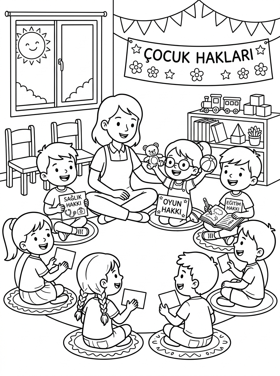 Çocuk Haklarını Ritimle Anlatıyorum - 3 Boyama Cevre Sinif (36-48 Ay)