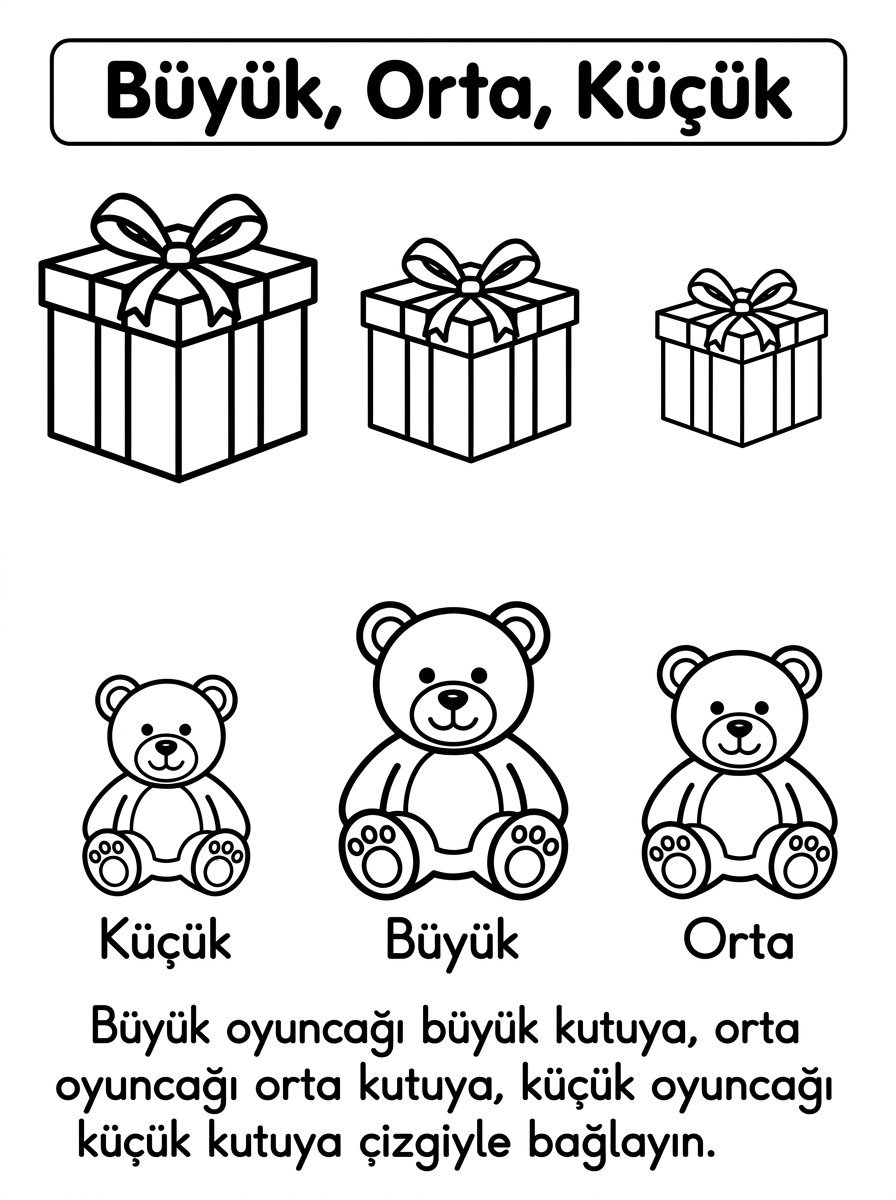 Çocuk Haklarını Ritimle Anlatıyorum - 7 Calisma Buyuk Orta Kucuk Kavrami (36-48 Ay)