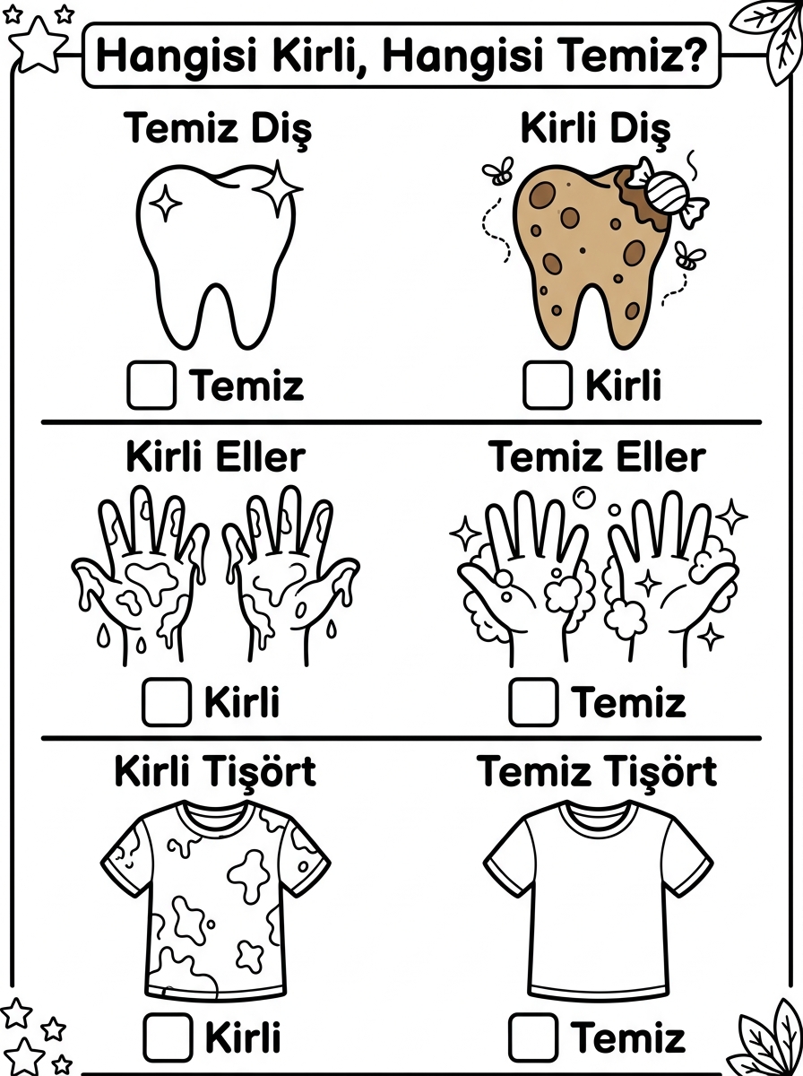 Diş Temizliği [Saglikli Mi Dislerimiz Fasulye] - 5 Calisma Hangisi Kirli Hangisi Temiz (48-60 Ay)