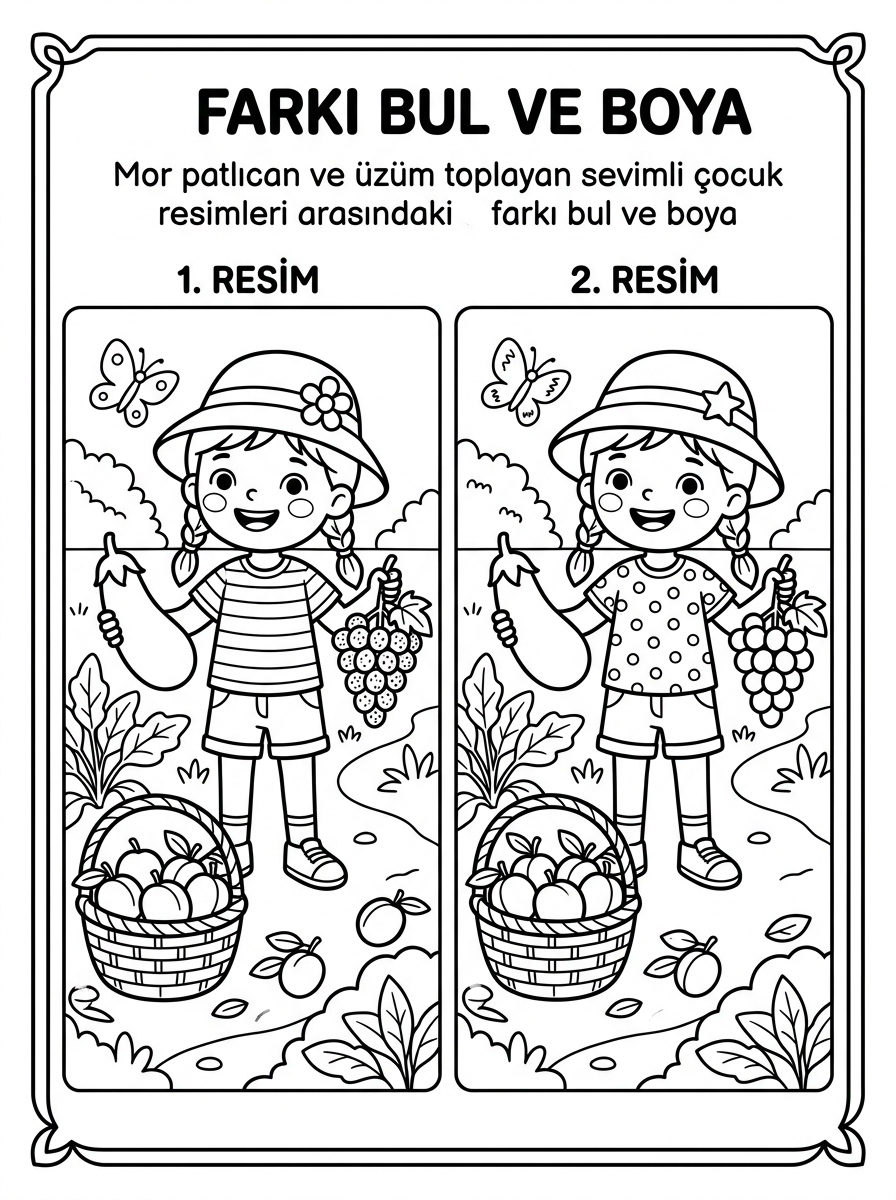 Mor Rengini Öğreniyorum - 4 Calisma Farki Bul (36-48 Ay)