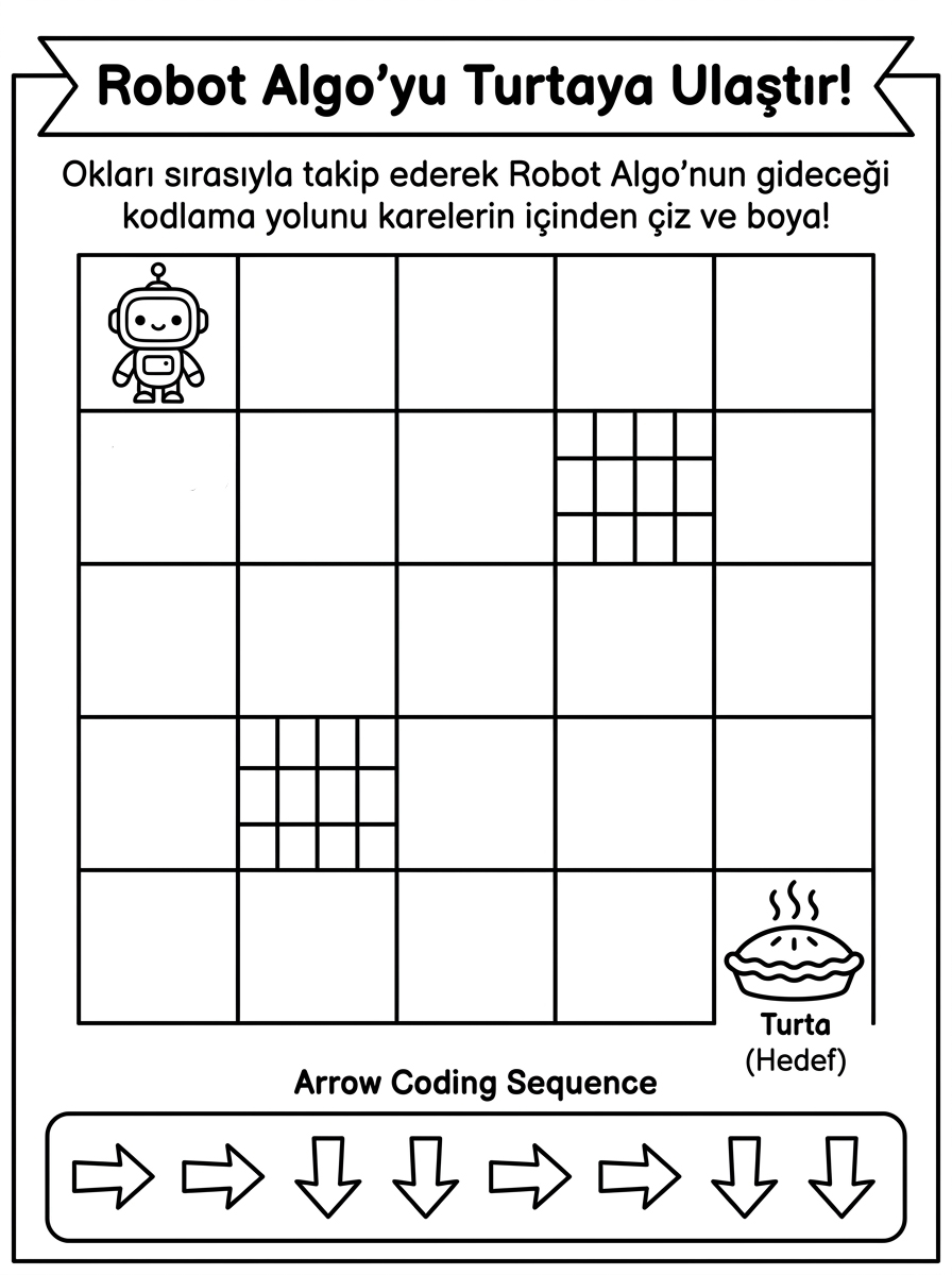 Kış Giysilerimiz - Tek ve Çift Kavramı (Eldiven) - 6 Calisma Robot Algoyu Turtaya Ulastir Yon Kodlama (36-48 Ay)
